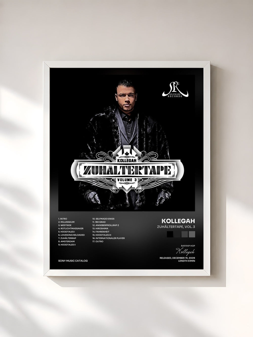 #blanc Zuhältertape, Vol. 3 di Kollegah in stampa incorniciata, cornice bianca, stampata e incorniciata in Francia