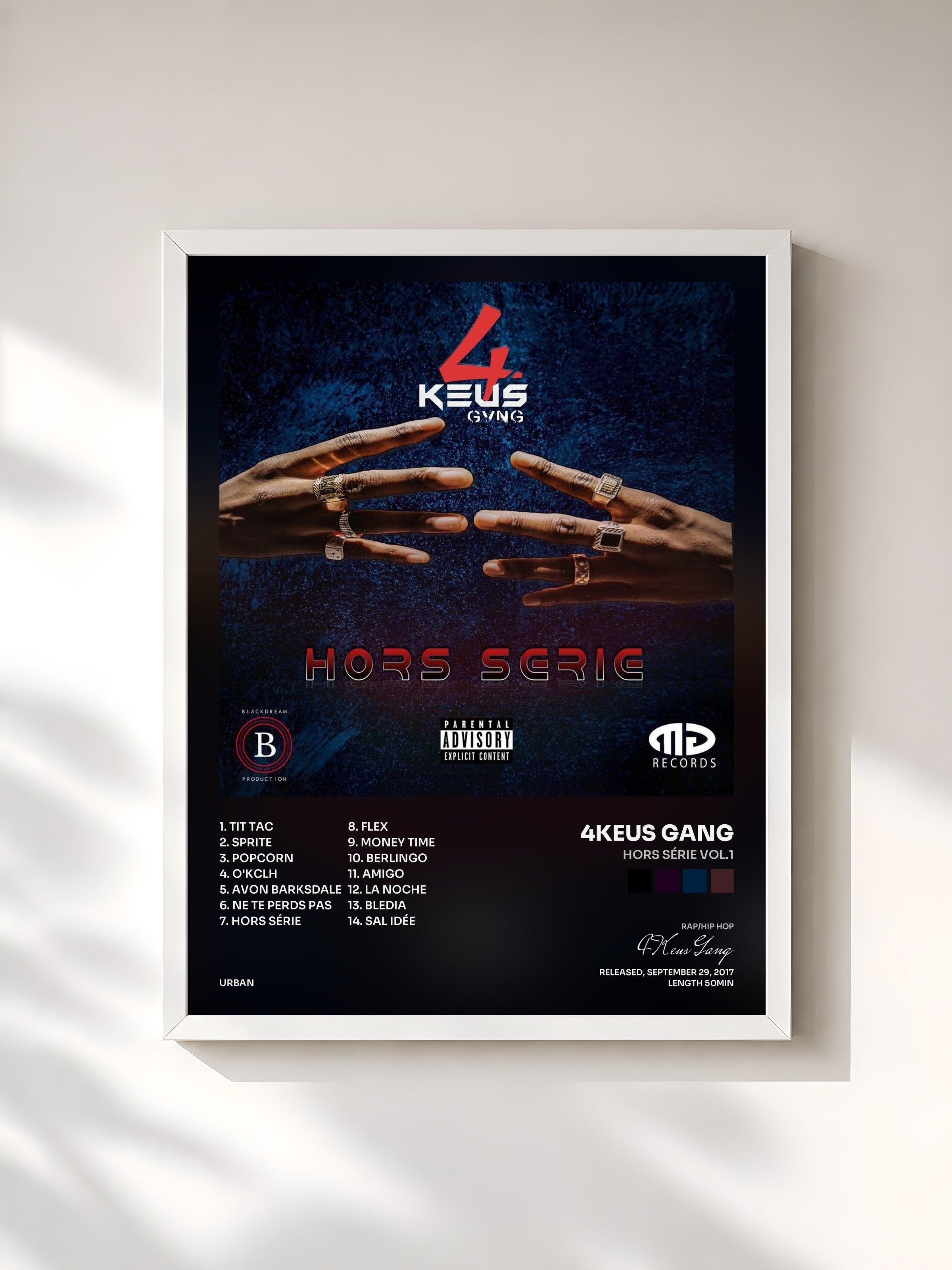 #blanc Tableau de l'album Hors série vol.1 de 4Keus Gang, cadre blanc, imprimé et encadré en France