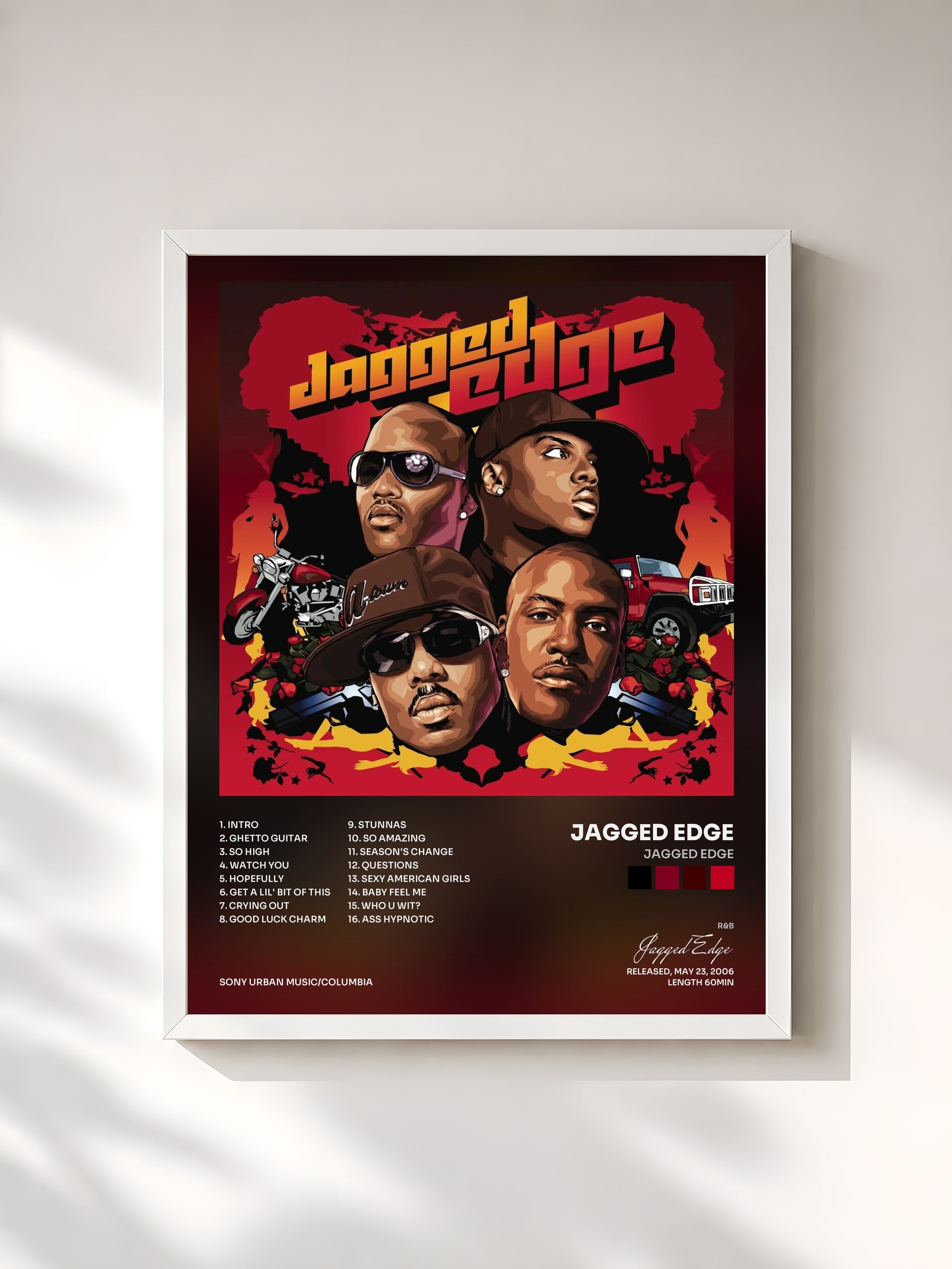 #blanc Tableau de l'album Jagged Edge de Jagged Edge, cadre blanc, imprimé et encadré en France