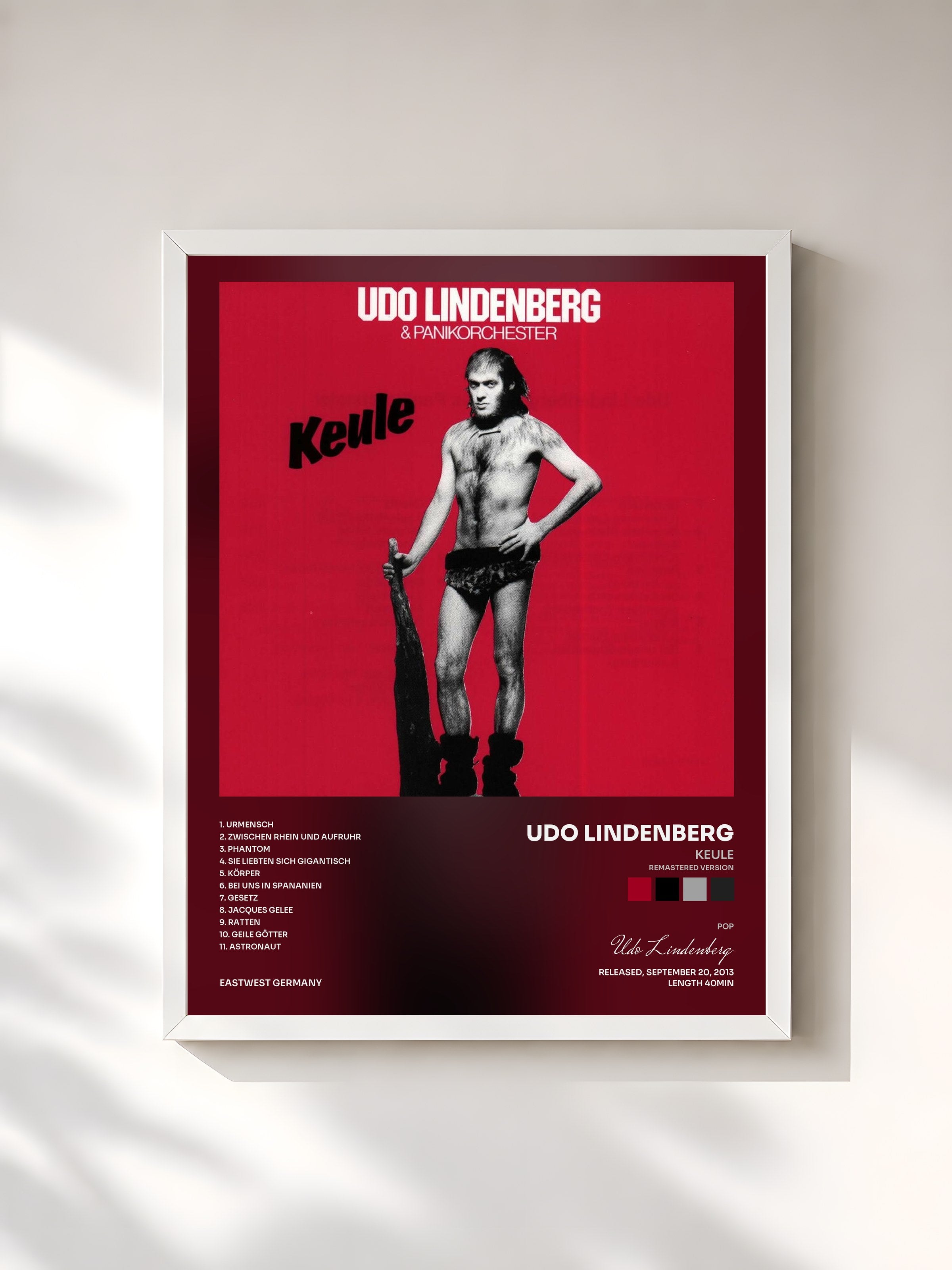 #blanc Tableau de l'album Keule (Remastered Version) de Udo Lindenberg, cadre blanc, imprimé et encadré en France