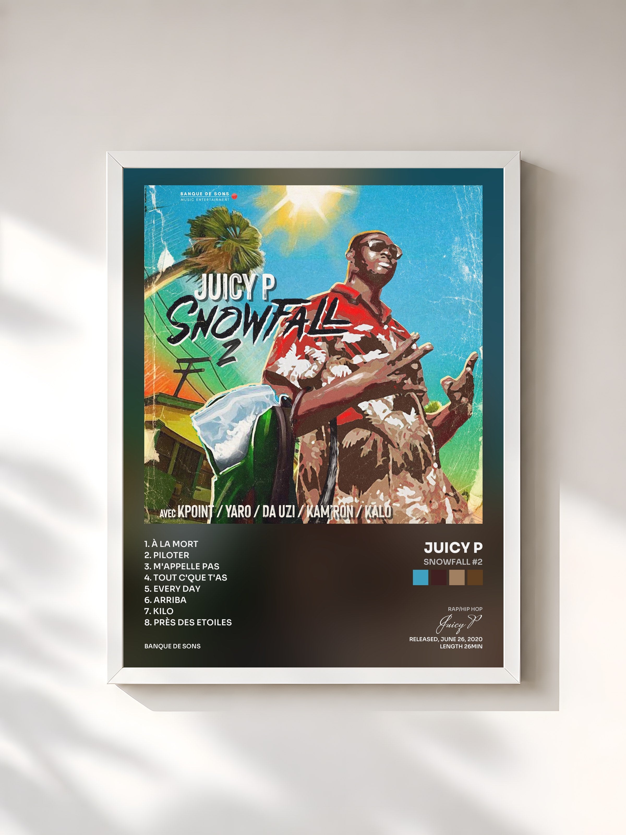 #blanc Tableau de l'album Snowfall #2 de Juicy P, cadre blanc, imprimé et encadré en France