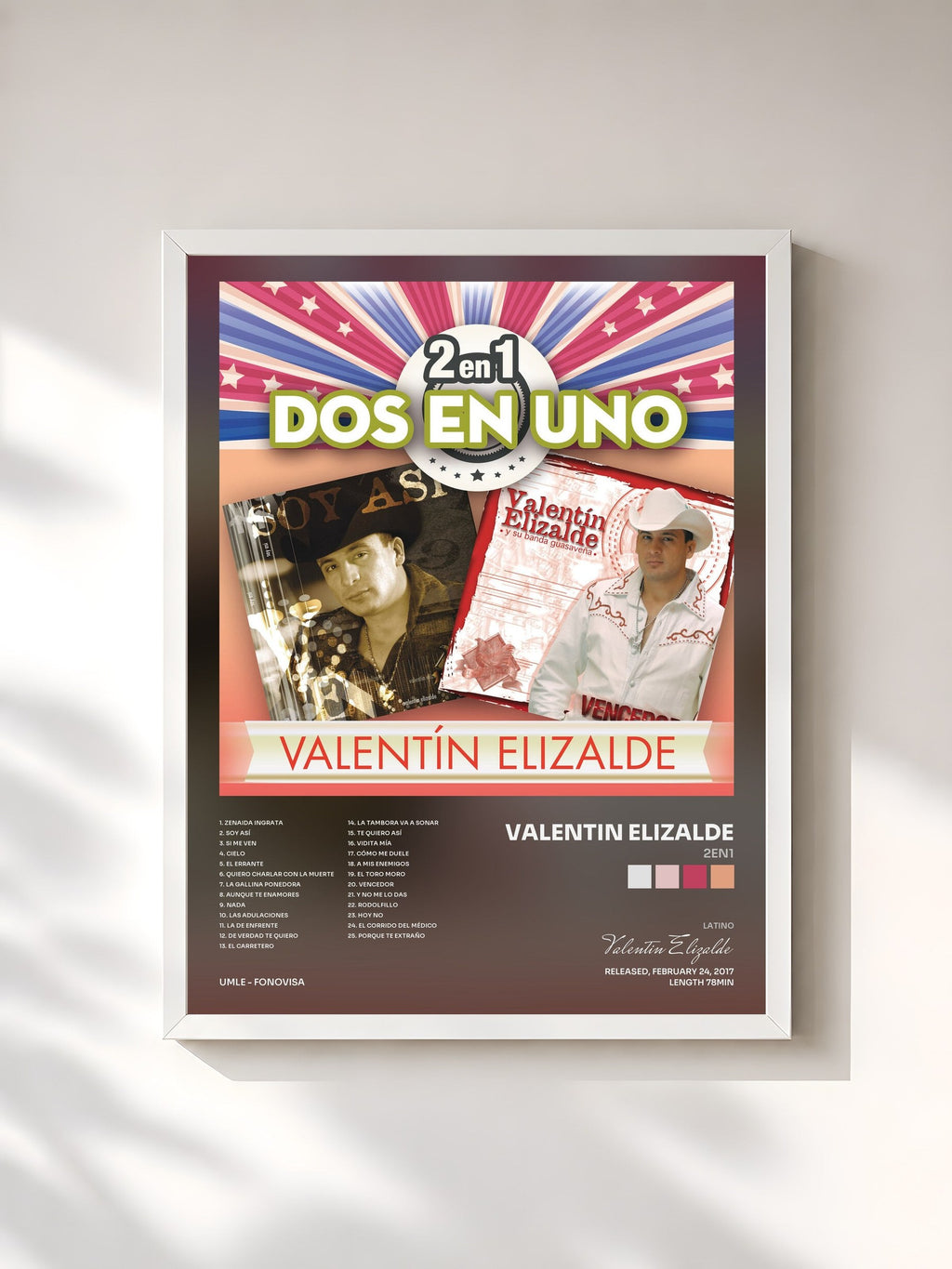 #blanc Tableau de l'album 2En1 de Valentin Elizalde, cadre blanc, imprimé et encadré en France