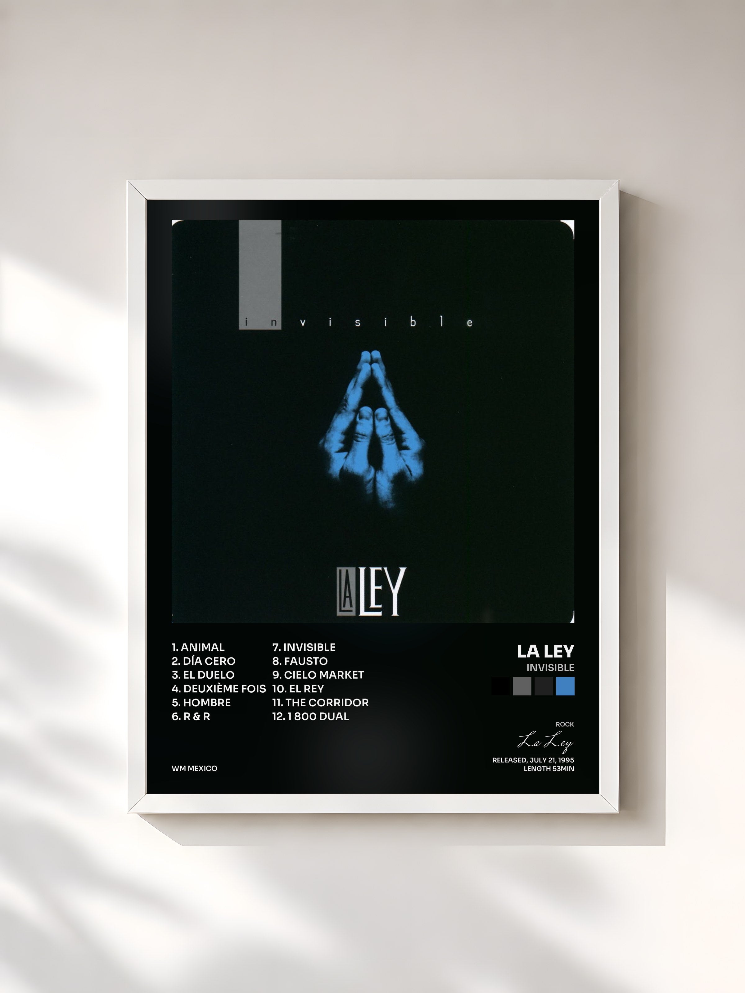 #blanc Tableau de l'album Invisible de La Ley, cadre blanc, imprimé et encadré en France