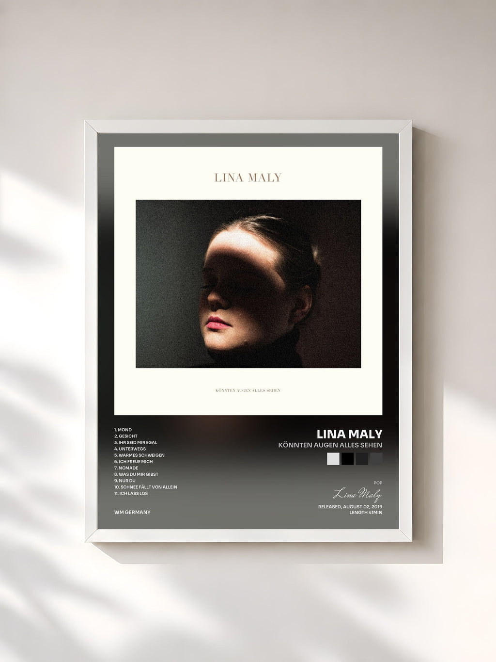 #blanc Könnten Augen alles sehen by Lina Maly as a framed art print, white frame, printed and framed in France