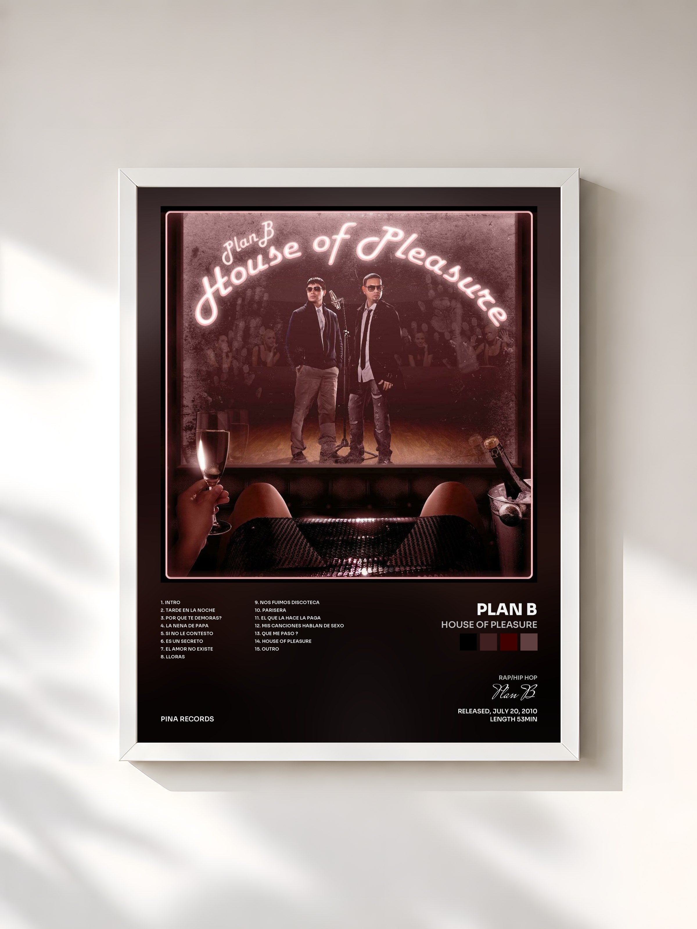 #blanc Tableau de l'album House of Pleasure de Plan B, cadre blanc, imprimé et encadré en France