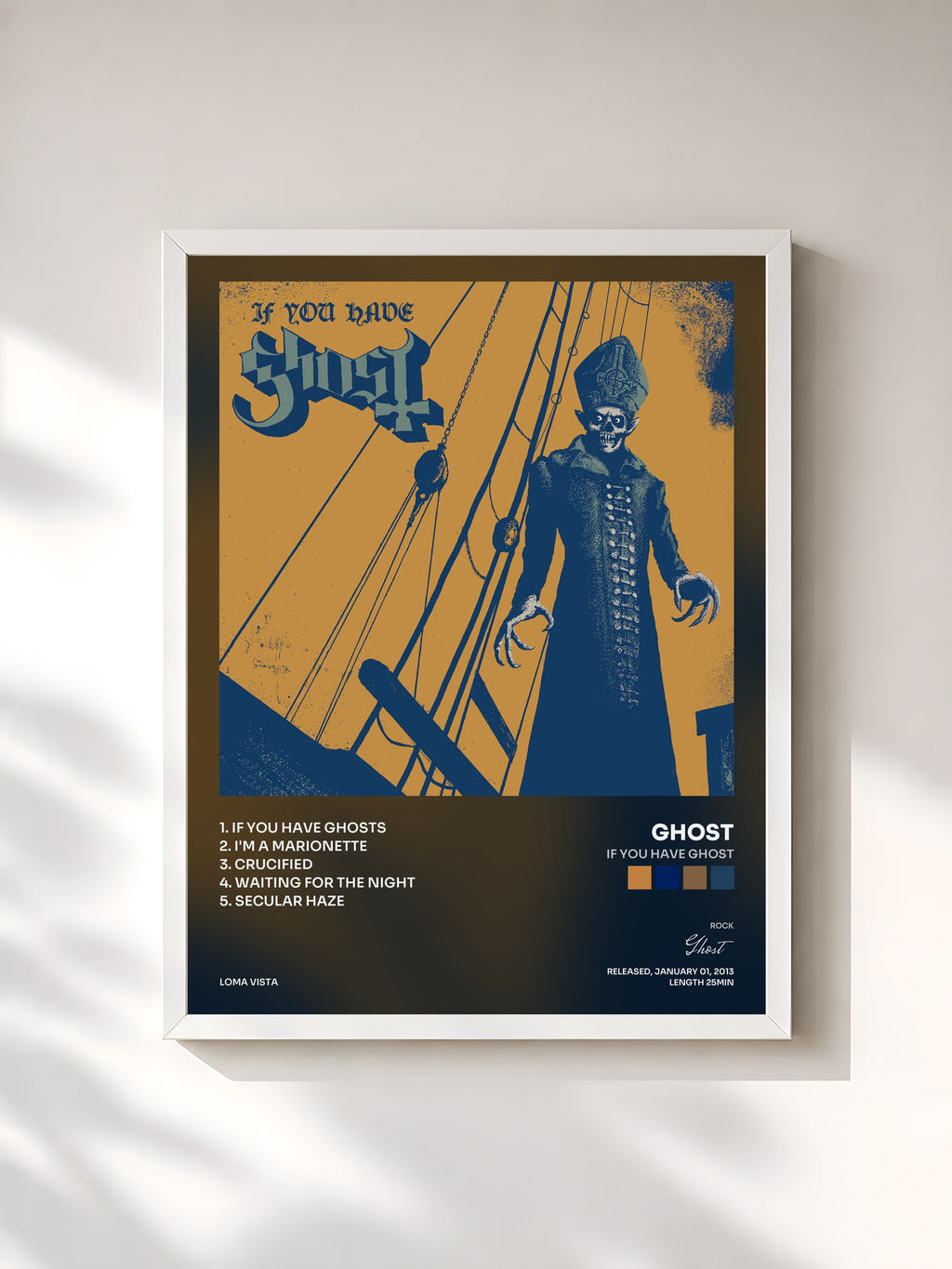 #blanc Tableau de l'album If You Have Ghost de Ghost, cadre blanc, imprimé et encadré en France