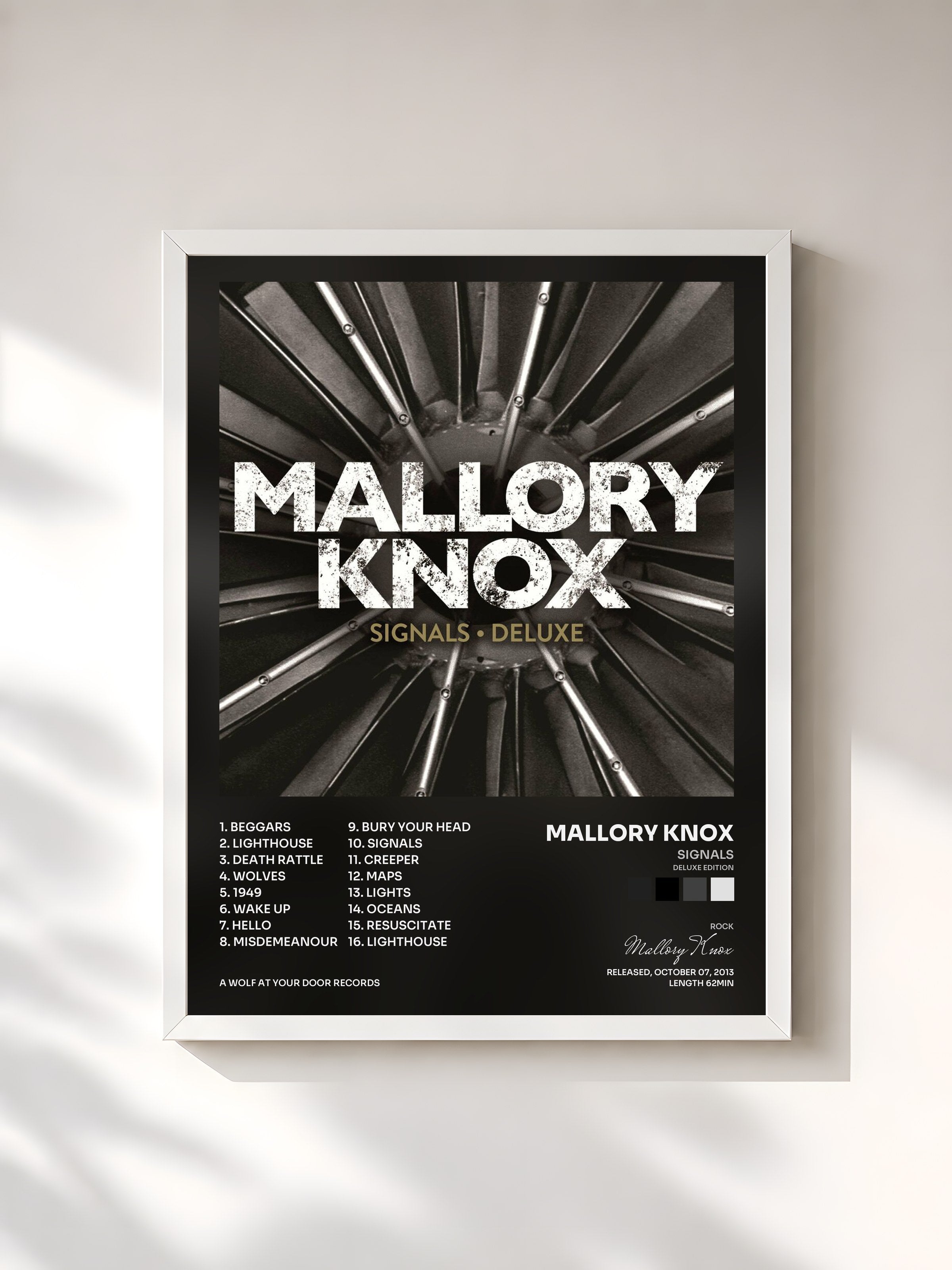 #blanc Tableau de l'album Signals (Deluxe Edition) de Mallory Knox, cadre blanc, imprimé et encadré en France
