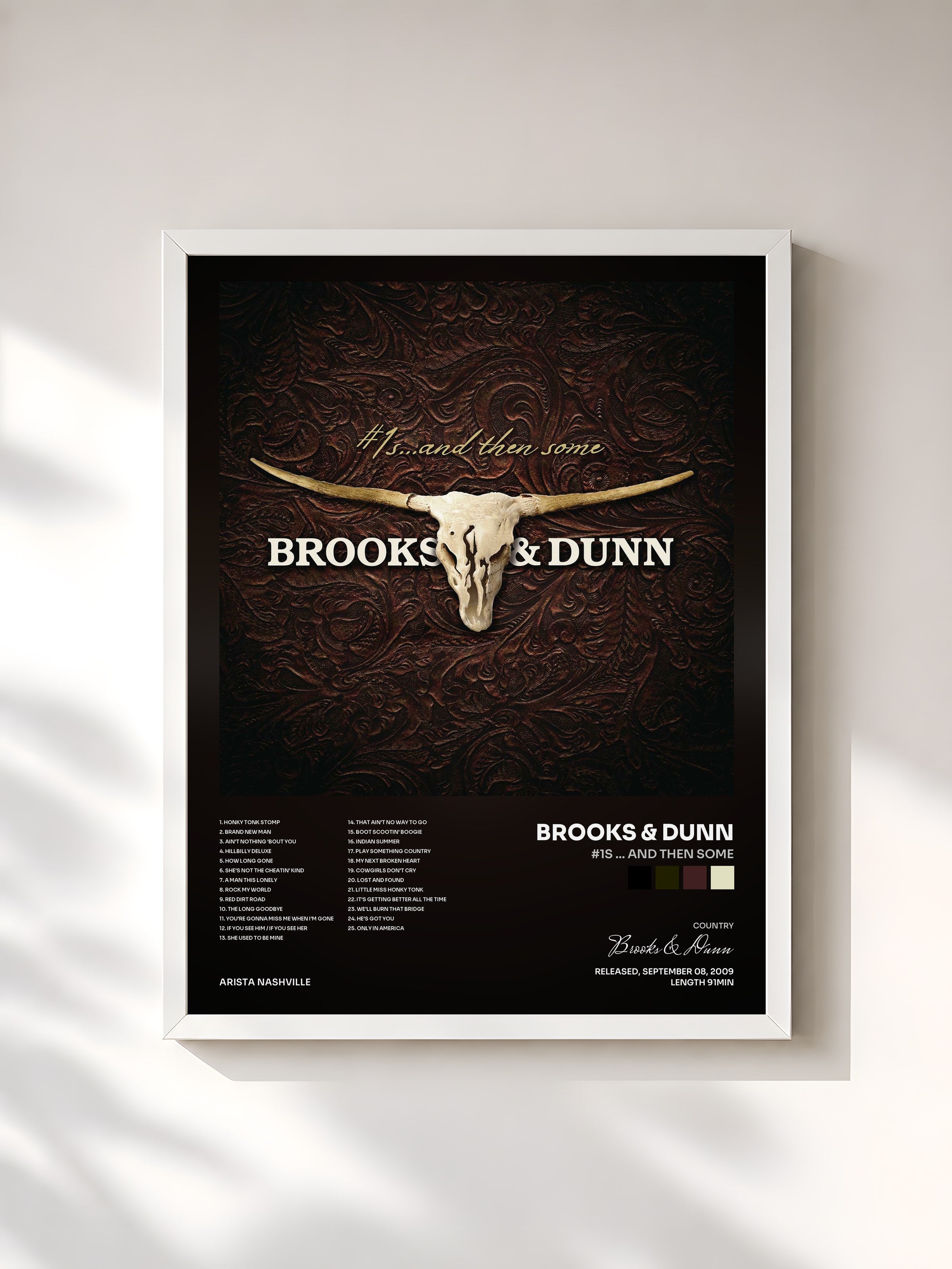 #blanc Tableau de l'album #1s ... and then some de Brooks & Dunn, cadre blanc, imprimé et encadré en France