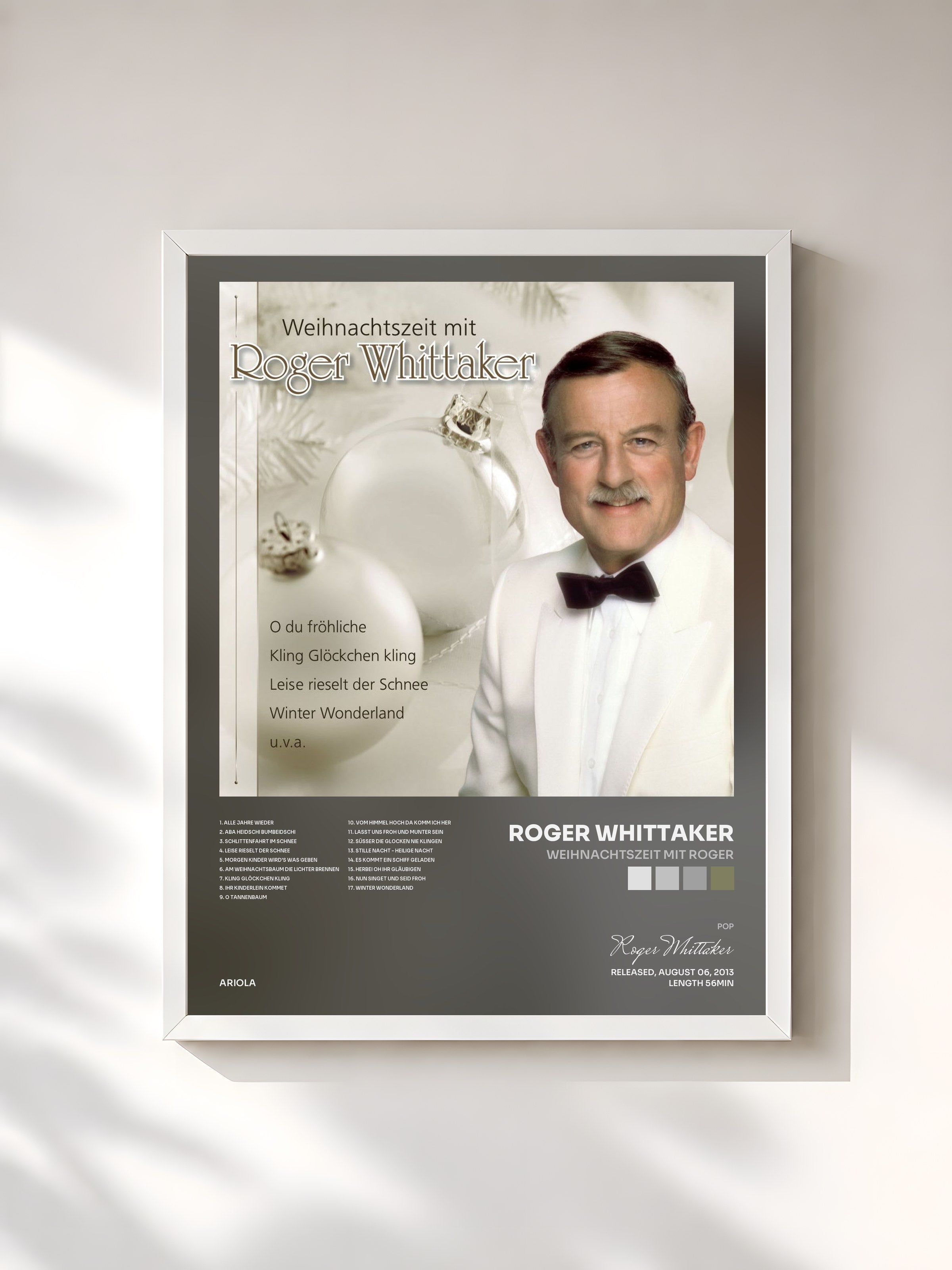 #blanc Tableau de l'album Weihnachtszeit mit Roger de Roger Whittaker, cadre blanc, imprimé et encadré en France