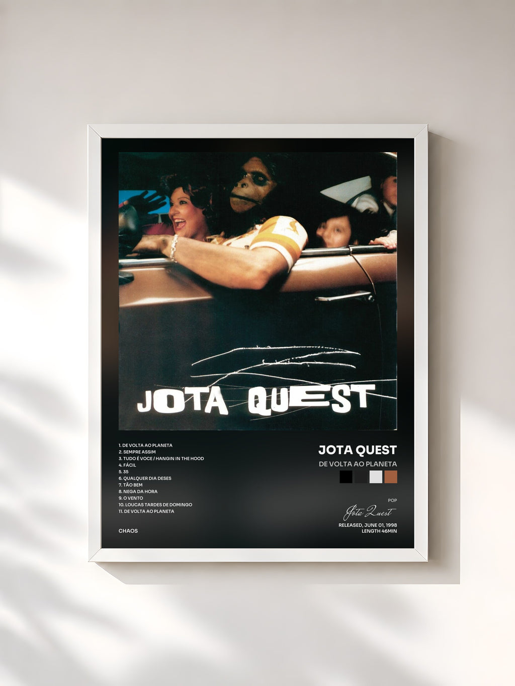 #blanc Tableau de l'album De Volta Ao Planeta de Jota Quest, cadre blanc, imprimé et encadré en France