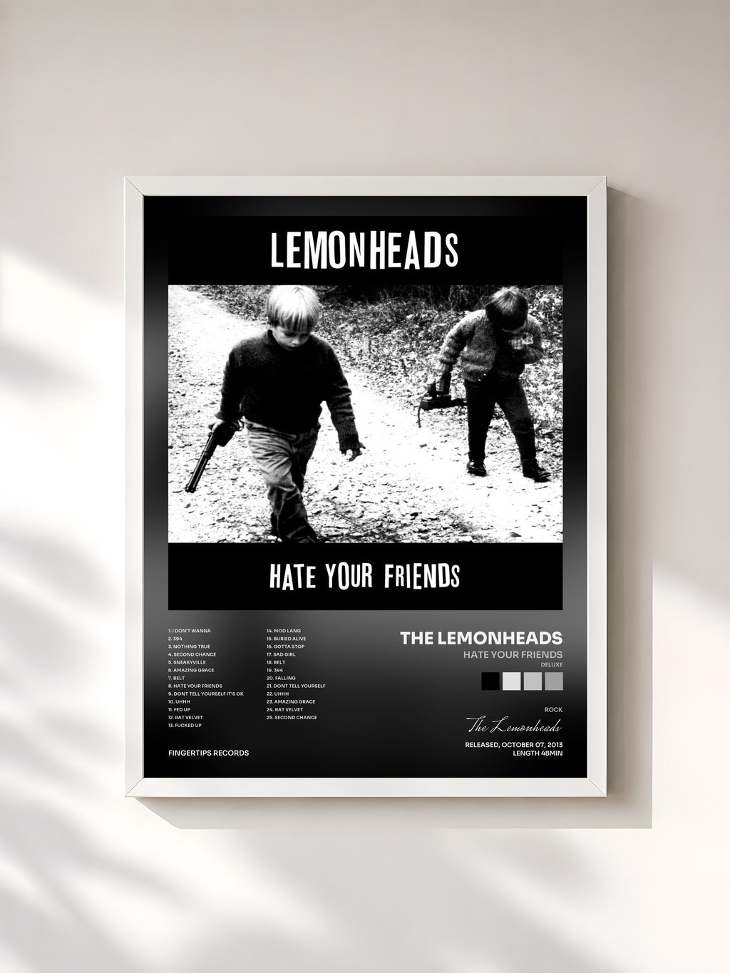 #blanc Hate Your Friends (Deluxe) by The Lemonheads as a framed art print, white frame, printed and framed in France