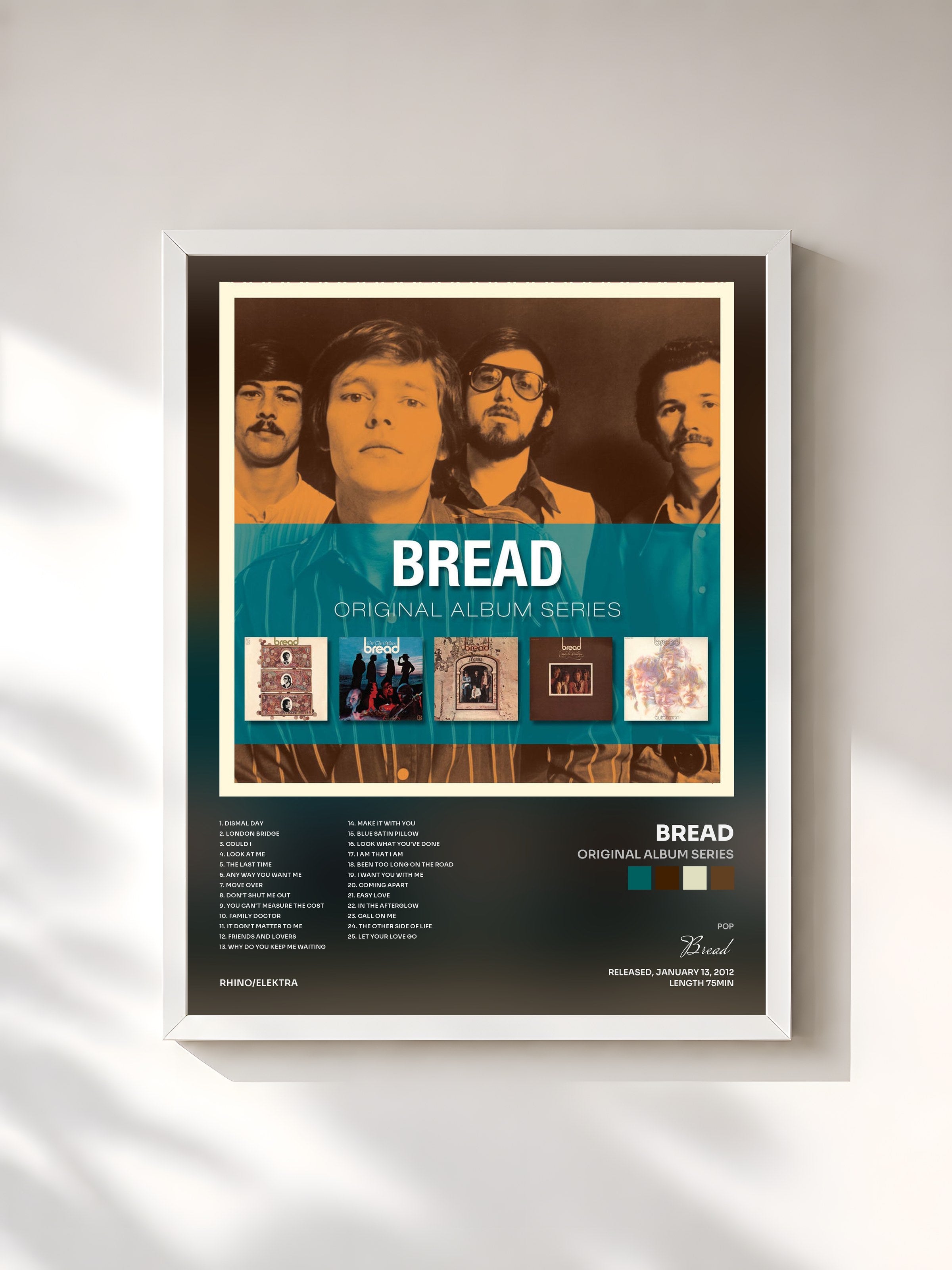 #blanc Tableau de l'album Original Album Series de Bread, cadre blanc, imprimé et encadré en France