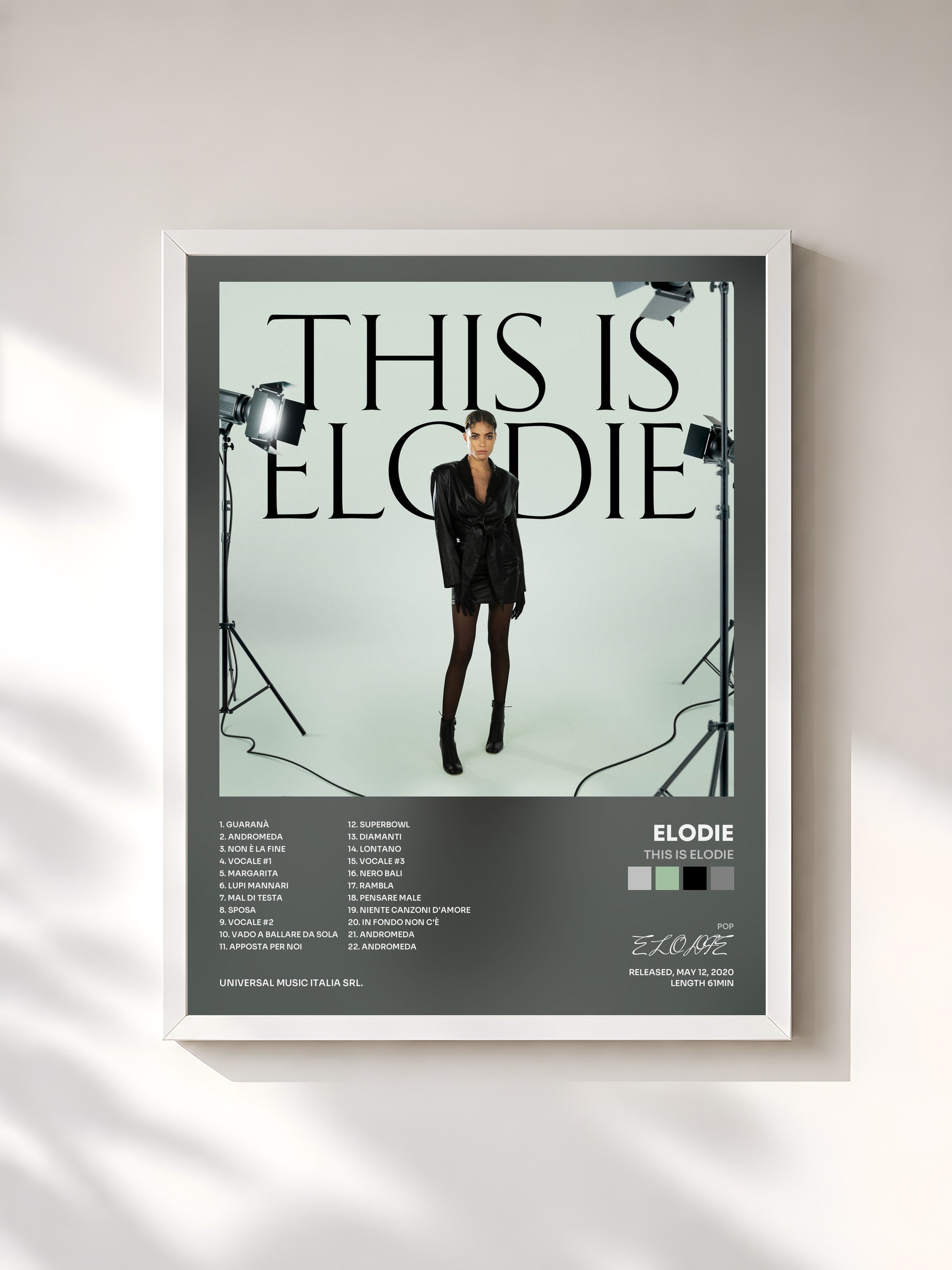 #blanc Tableau de l'album This Is Elodie de ELODIE, cadre blanc, imprimé et encadré en France