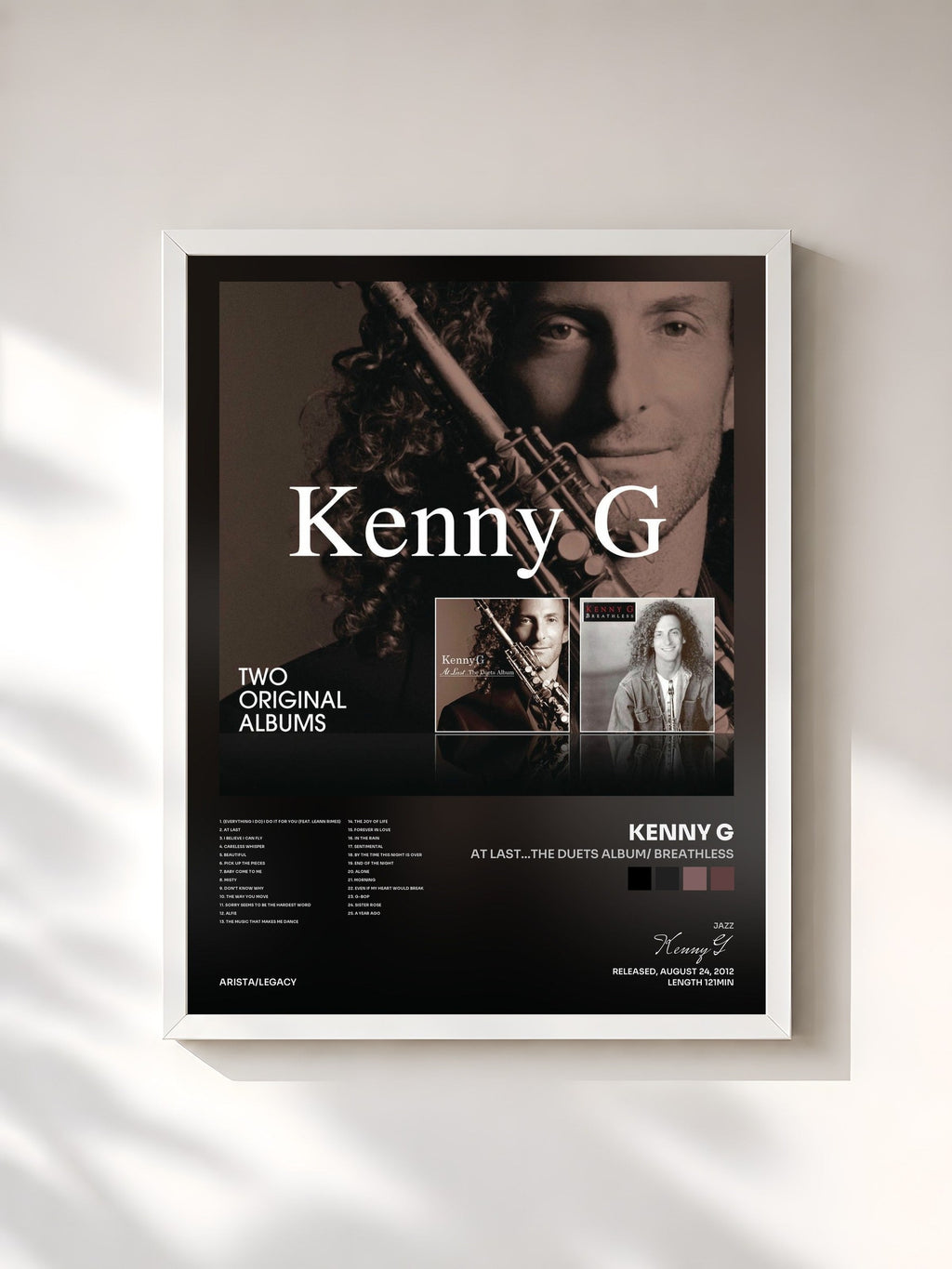 #blanc At Last...The Duets Album/ Breathless von Kenny G als gerahmter Kunstdruck, weißer Rahmen, gedruckt und gerahmt in Frankreich