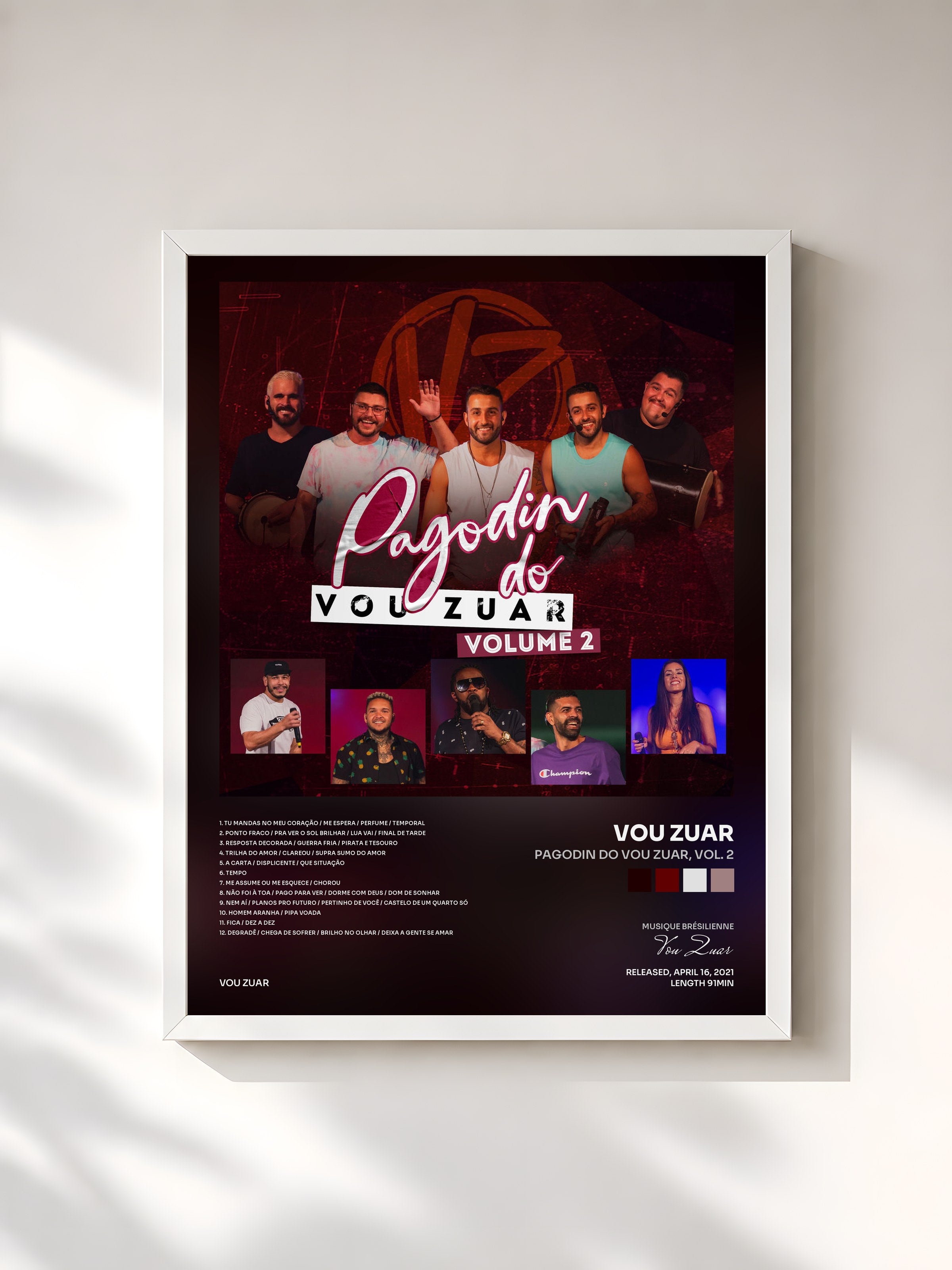 #blanc Tableau de l'album Pagodin do Vou Zuar, Vol. 2 de Vou Zuar, cadre blanc, imprimé et encadré en France