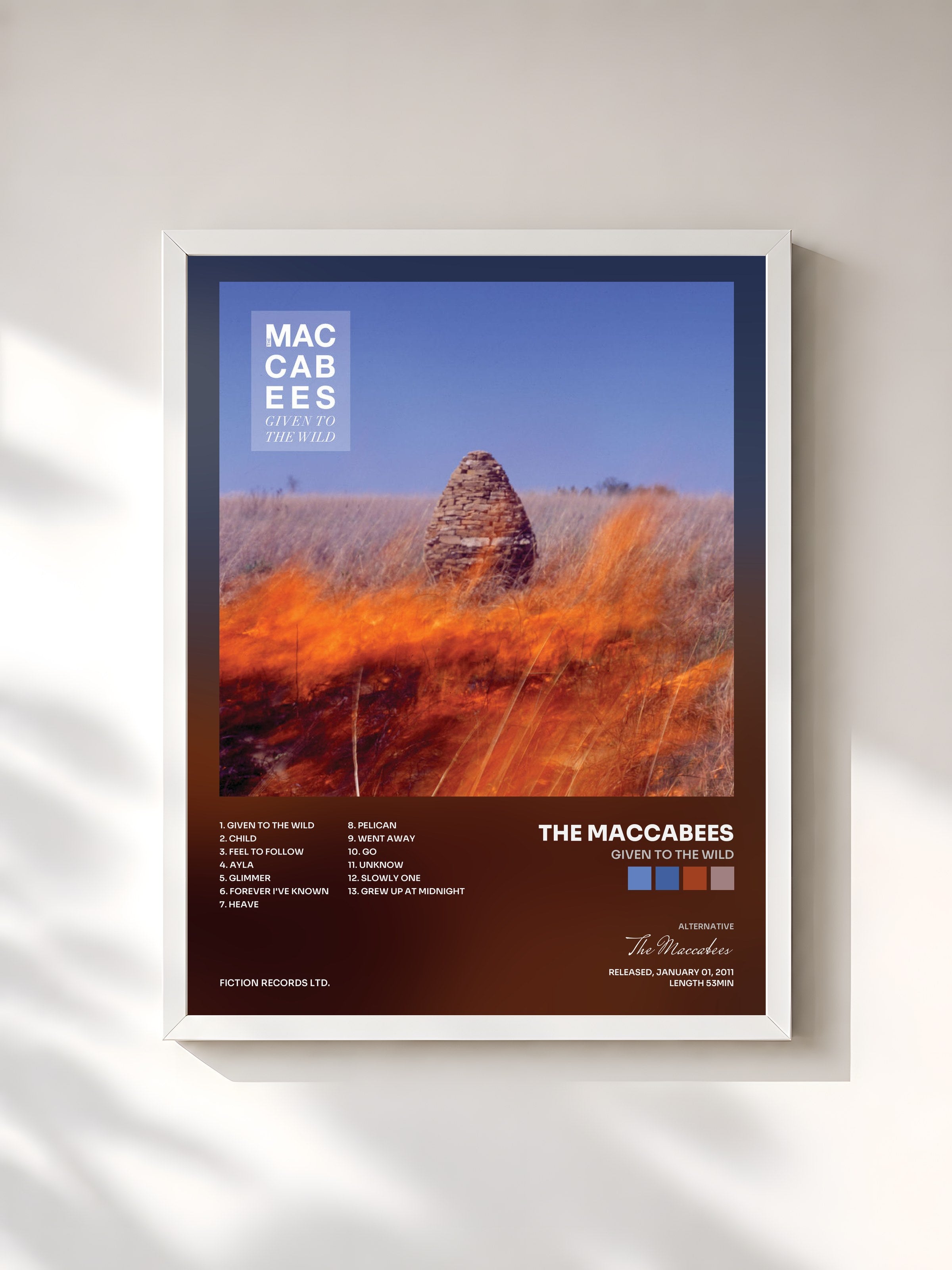 #blanc Tableau de l'album Given To The Wild de The Maccabees, cadre blanc, imprimé et encadré en France