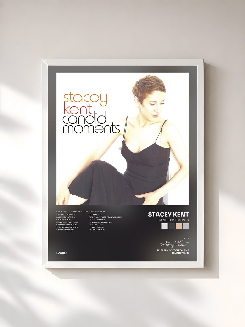 #blanc Candid Moments by Stacey Kent as a framed art print, white frame, printed and framed in France