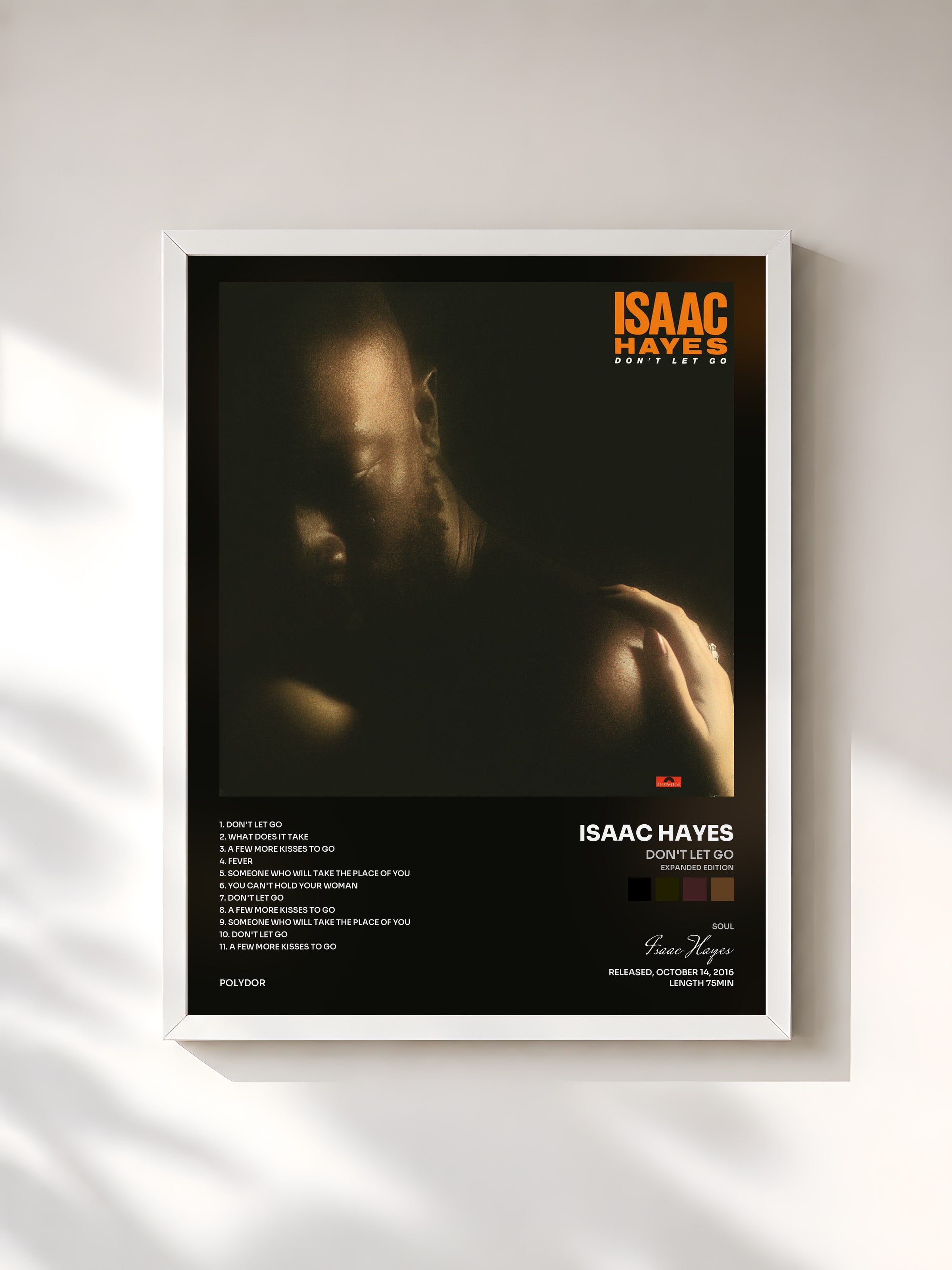 #blanc Tableau de l'album Don't Let Go (Expanded Edition) de Isaac Hayes, cadre blanc, imprimé et encadré en France