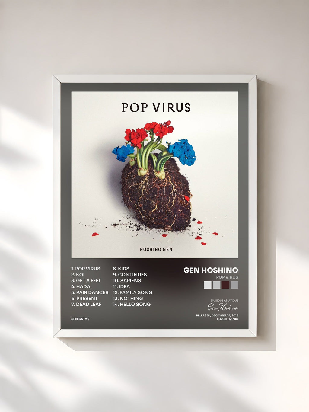 #blanc POP VIRUS by Gen Hoshino as a framed art print, white frame, printed and framed in France