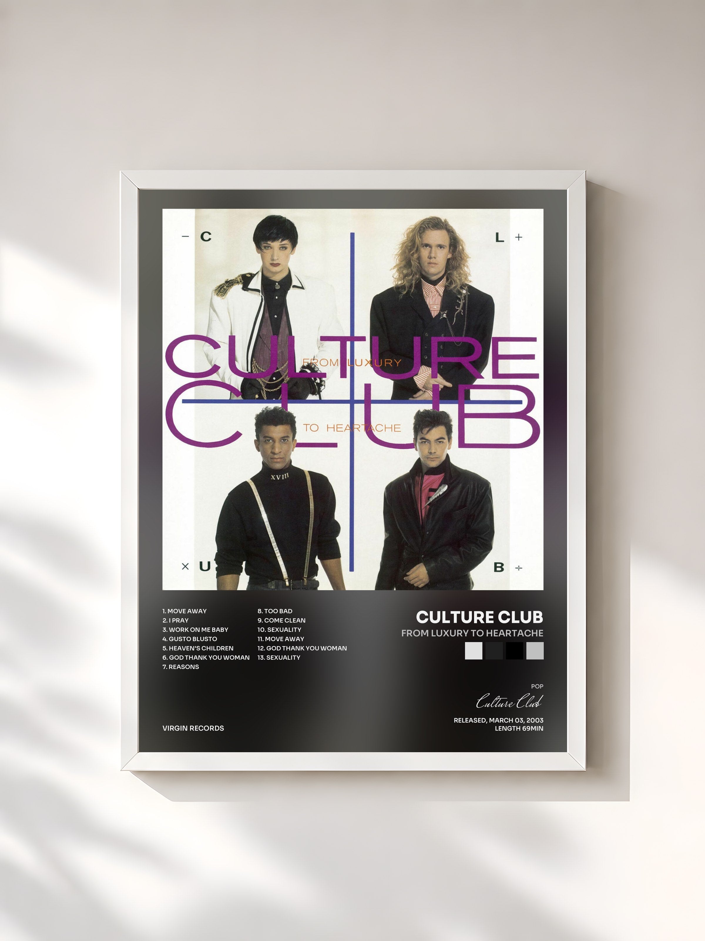 #blanc Tableau de l'album From Luxury To Heartache de Culture Club, cadre blanc, imprimé et encadré en France
