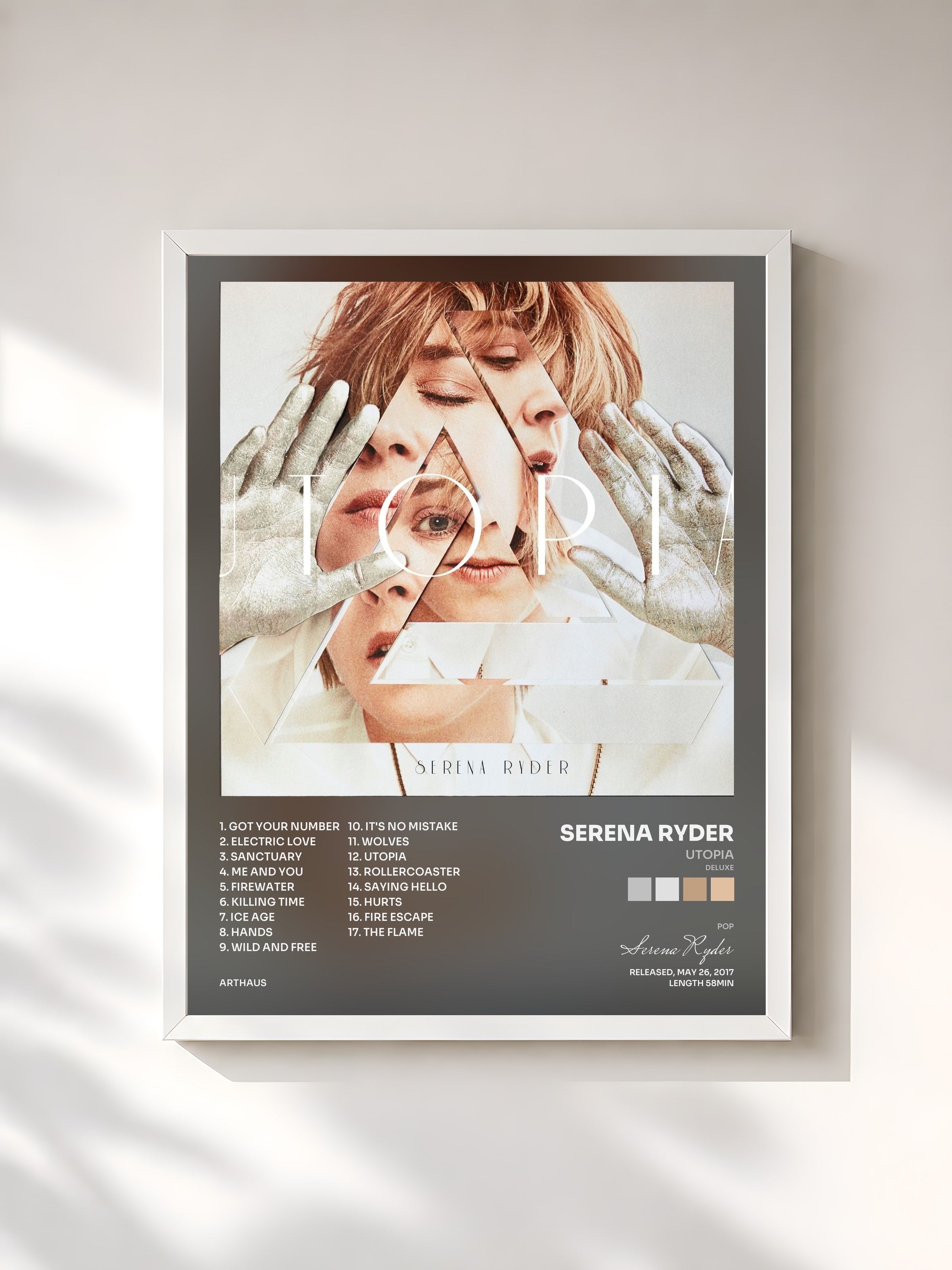 #blanc Tableau de l'album Utopia (Deluxe) de Serena Ryder, cadre blanc, imprimé et encadré en France
