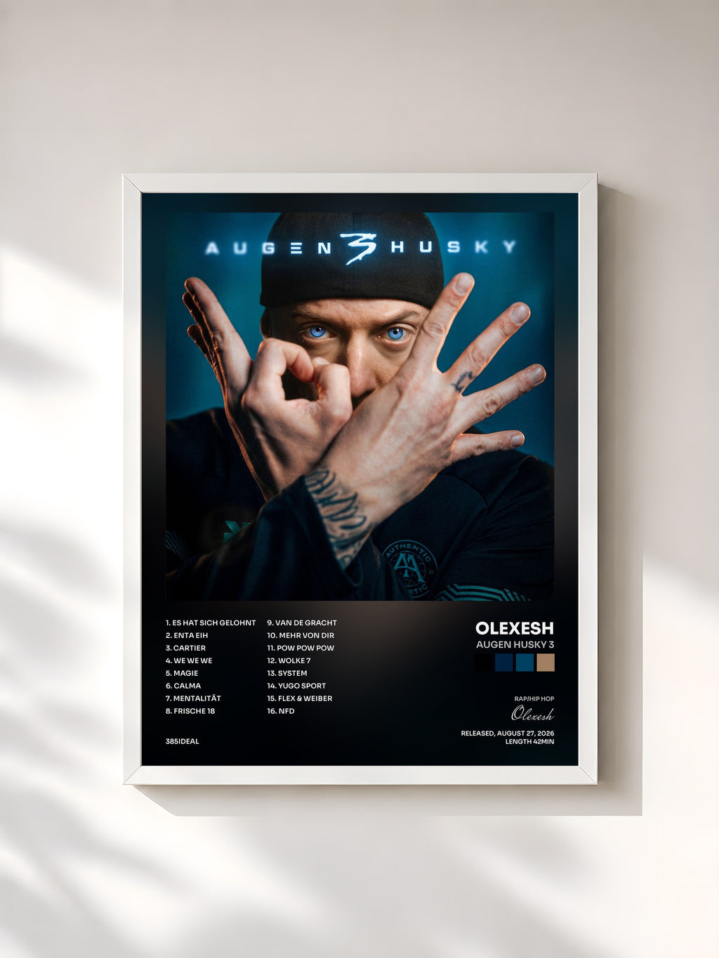 #blanc Tableau de l'album Augen Husky 3 de Olexesh, cadre blanc, imprimé et encadré en France