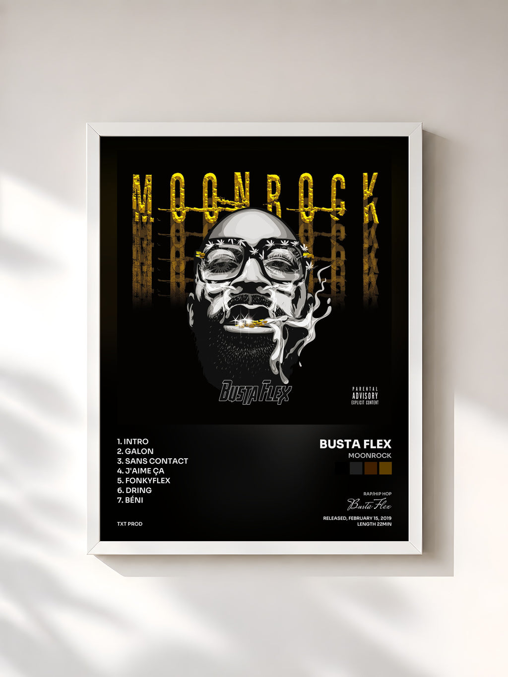 #blanc Moonrock by Busta Flex as a framed art print, white frame, printed and framed in France