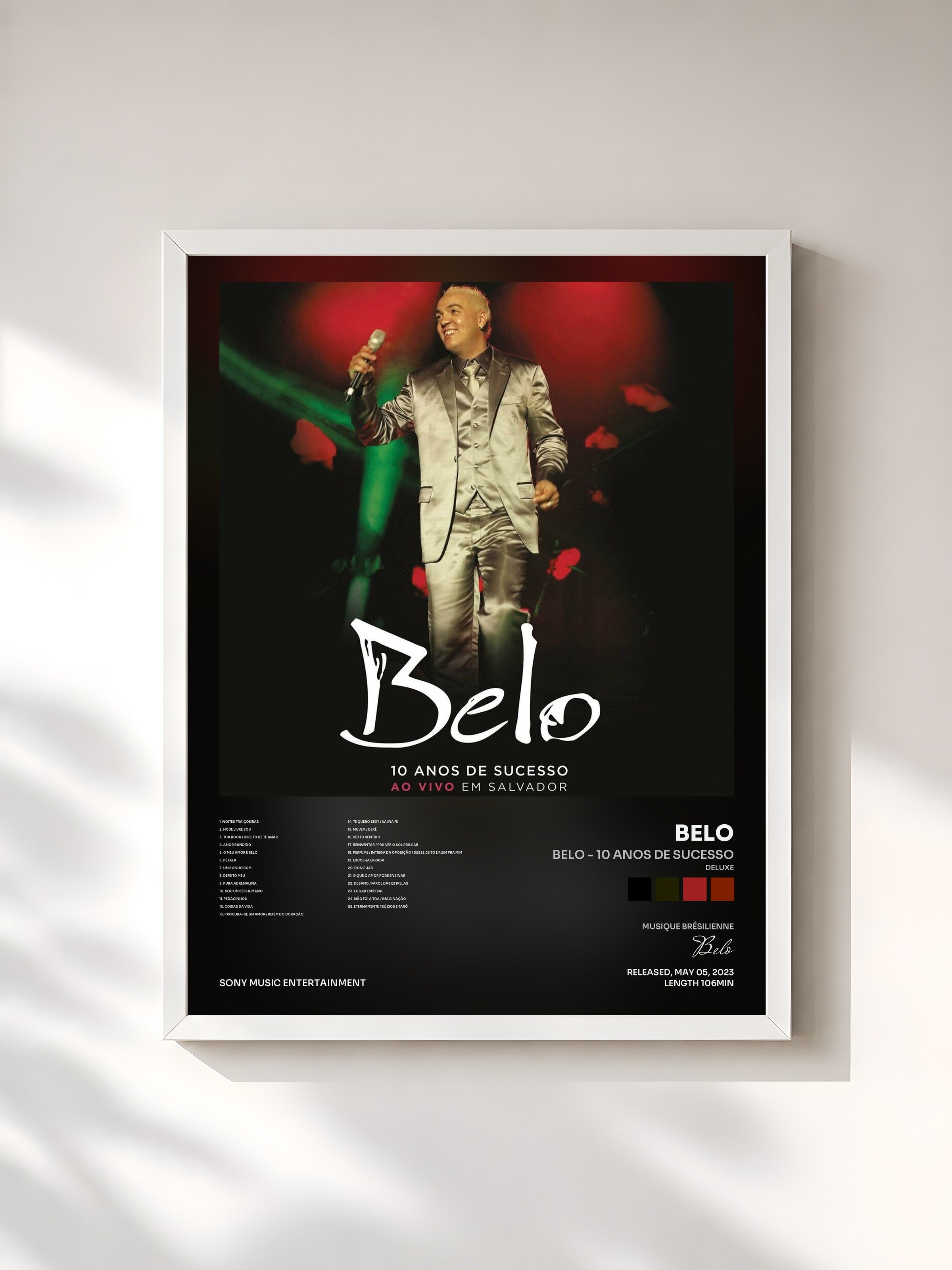 #blanc Tableau de l'album Belo - 10 Anos de Sucesso (Deluxe) de Belo, cadre blanc, imprimé et encadré en France
