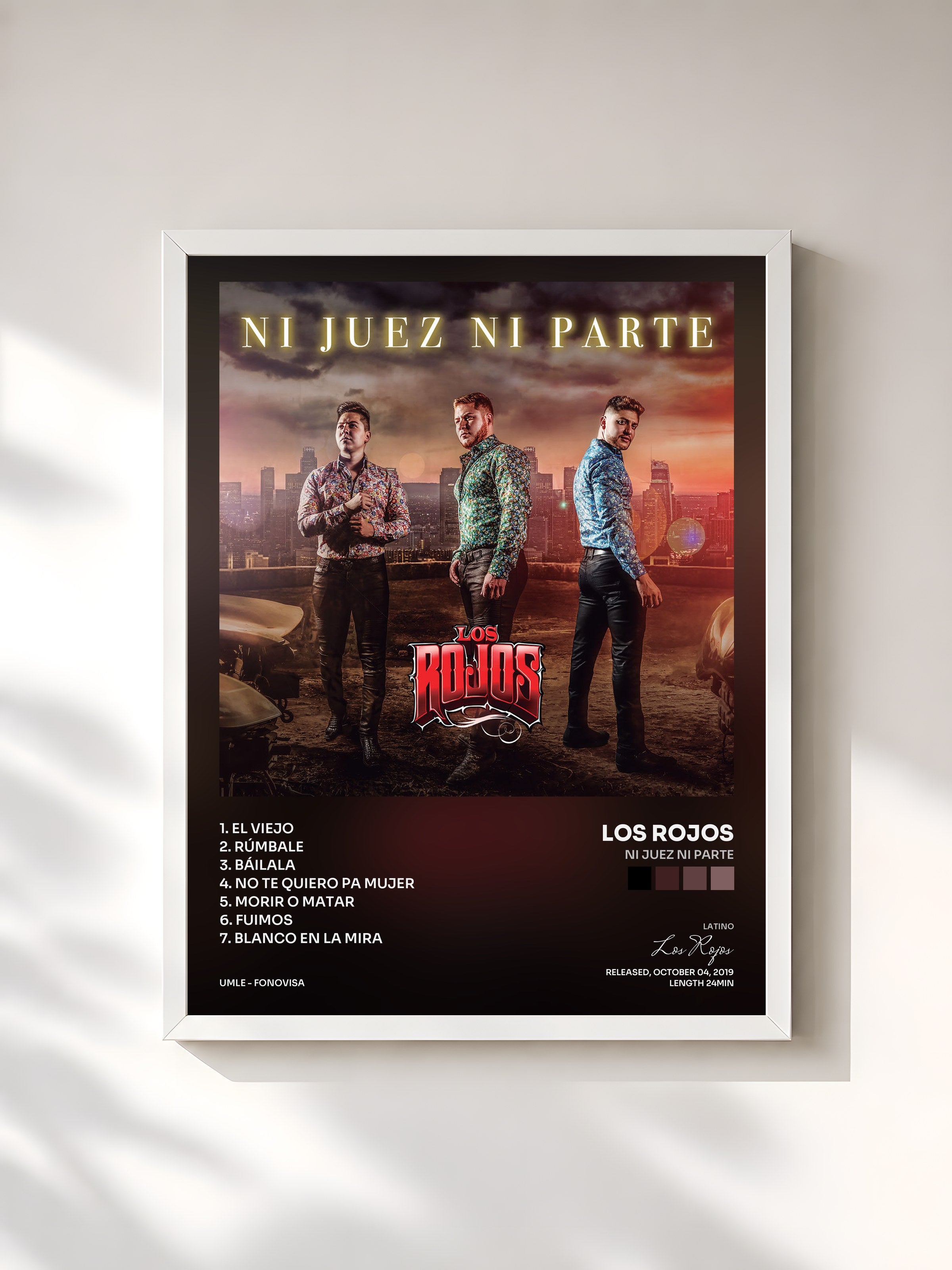 #blanc Tableau de l'album Ni Juez Ni Parte de Los Rojos, cadre blanc, imprimé et encadré en France