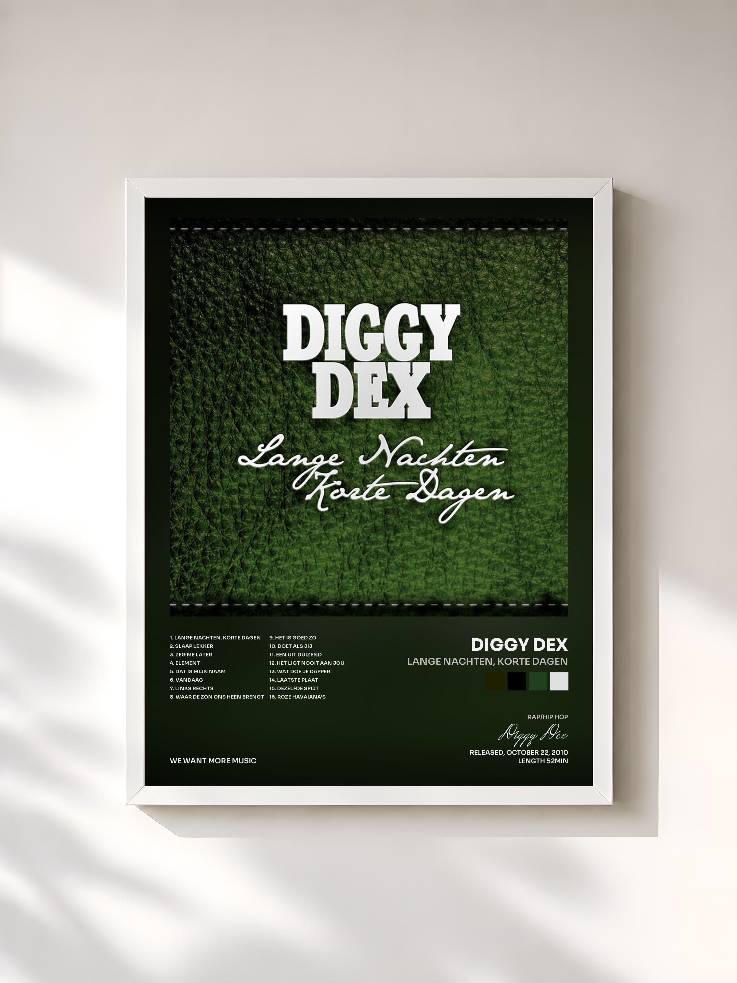 #blanc Tableau de l'album Lange Nachten, Korte Dagen de Diggy Dex, cadre blanc, imprimé et encadré en France