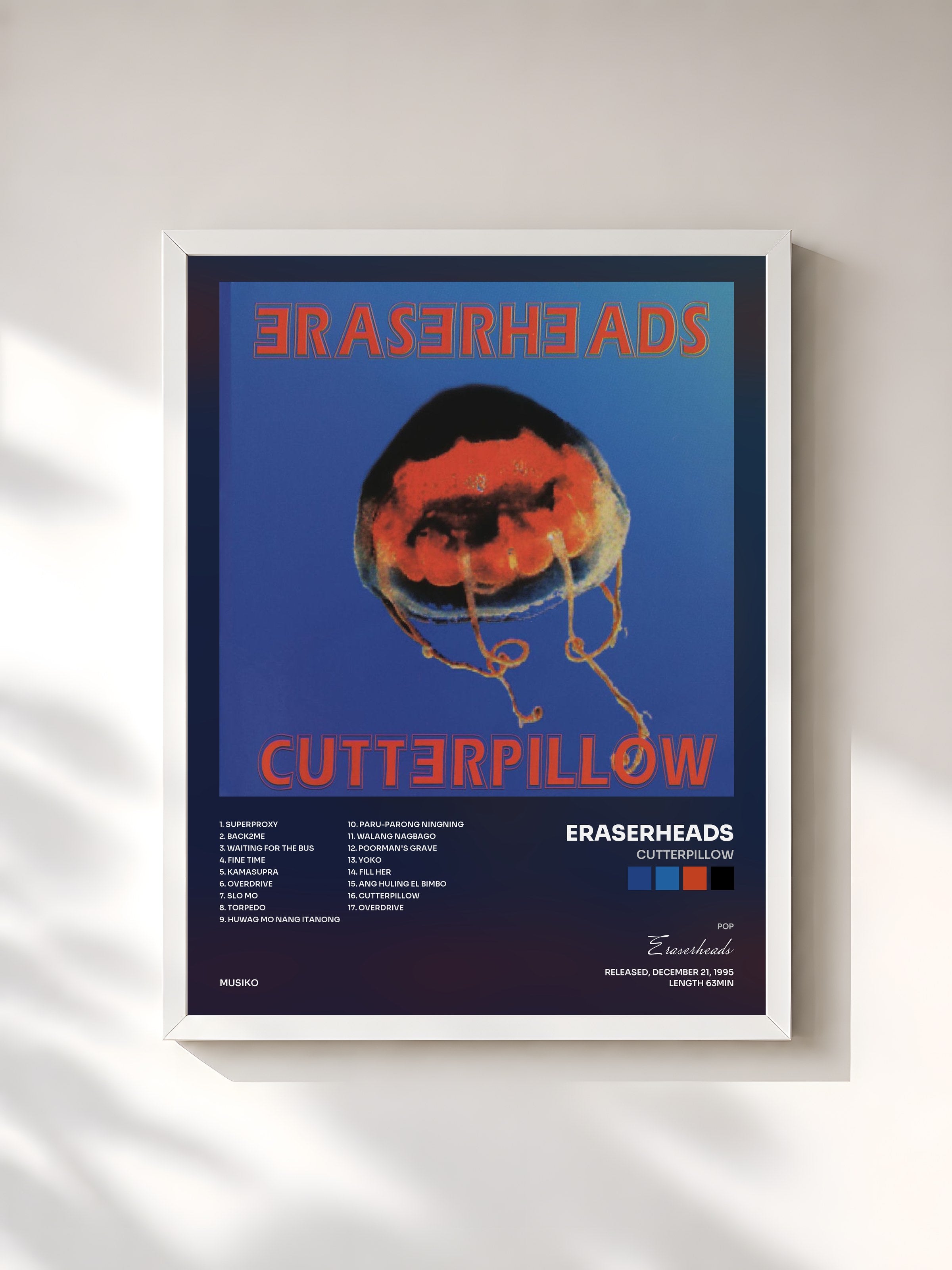 #blanc Tableau de l'album Cutterpillow de Eraserheads, cadre blanc, imprimé et encadré en France