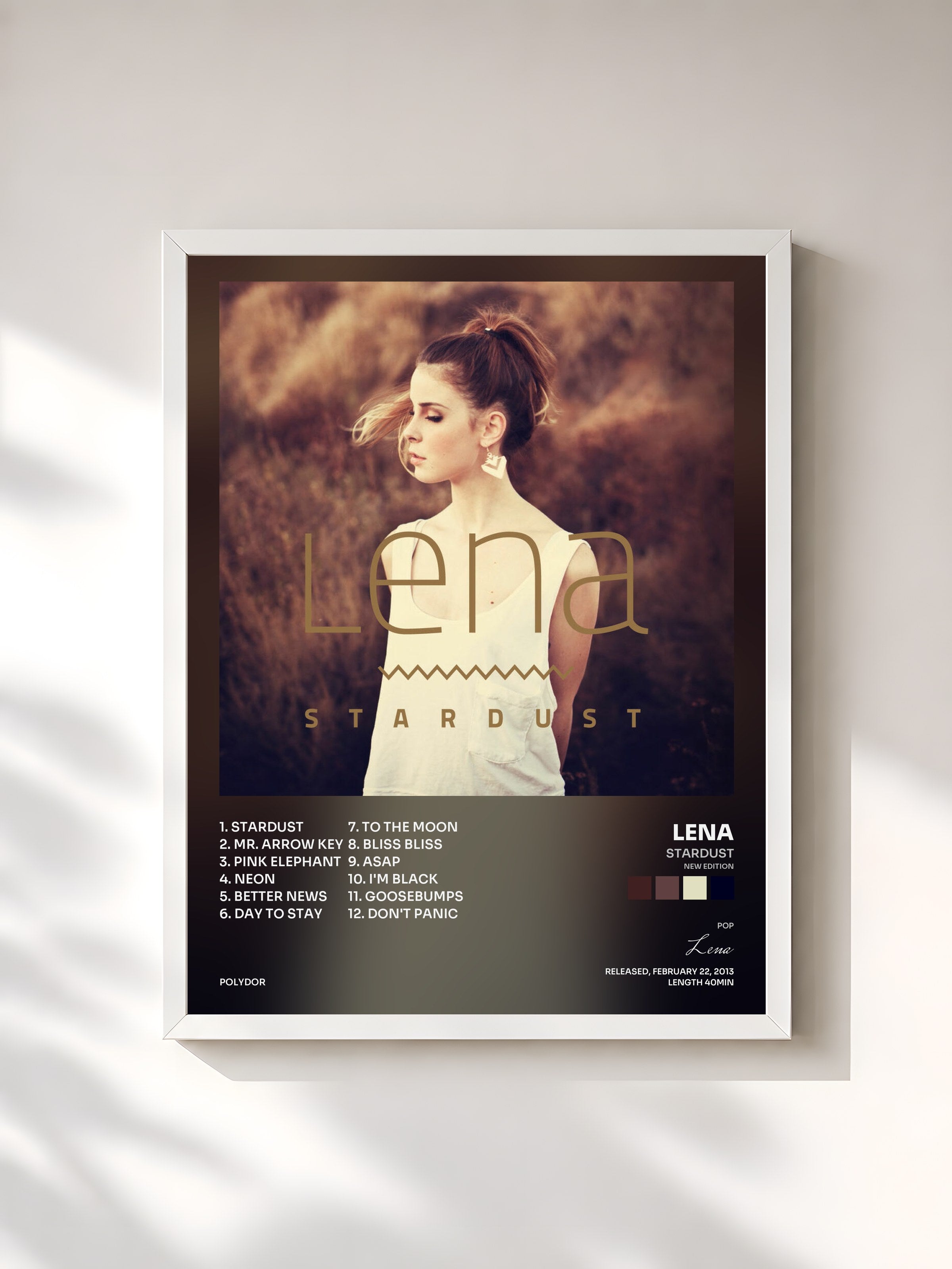 #blanc Tableau de l'album Stardust (New Edition) de Lena, cadre blanc, imprimé et encadré en France