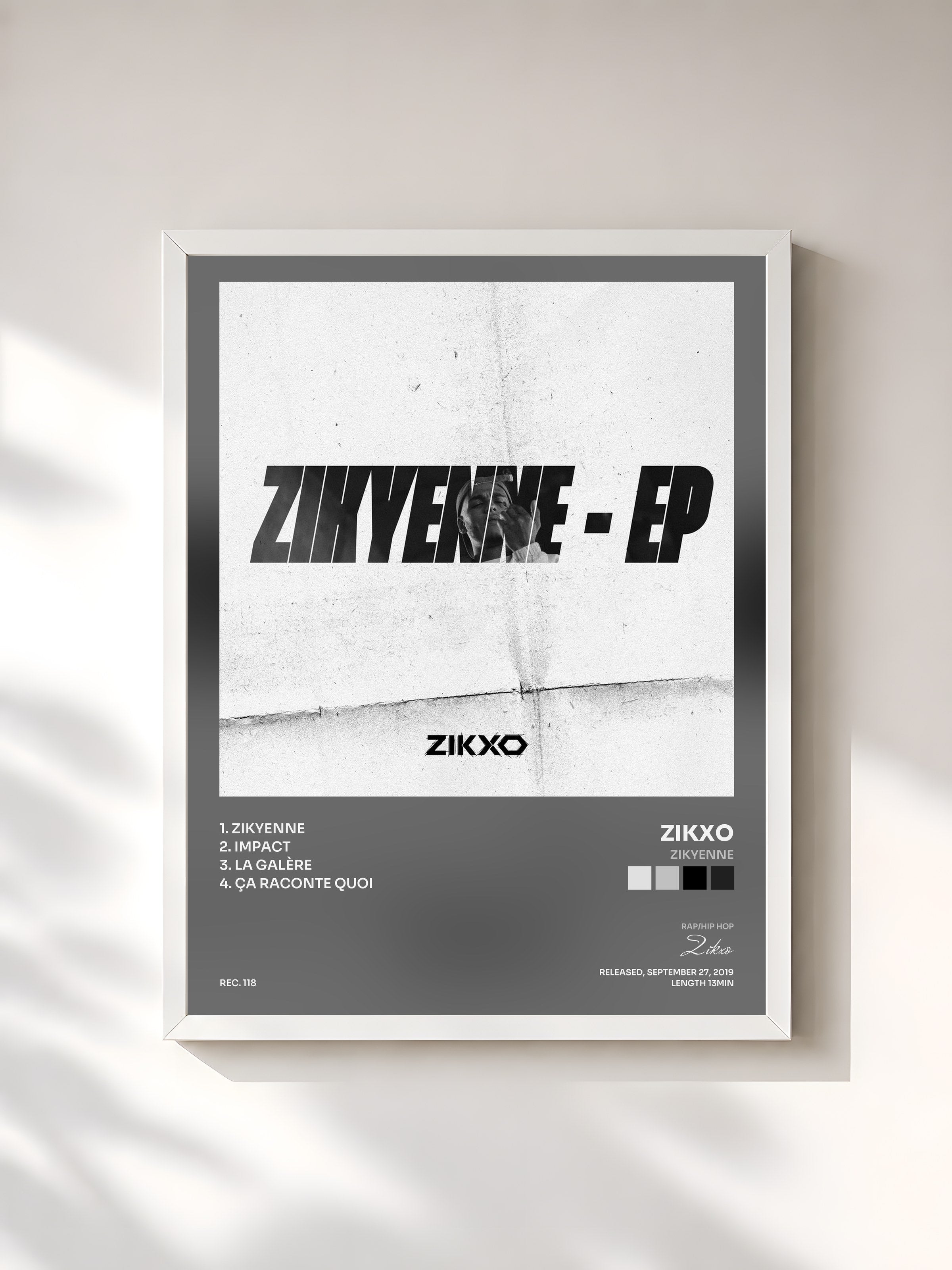 #blanc Tableau de l'album Zikyenne de Zikxo, cadre blanc, imprimé et encadré en France