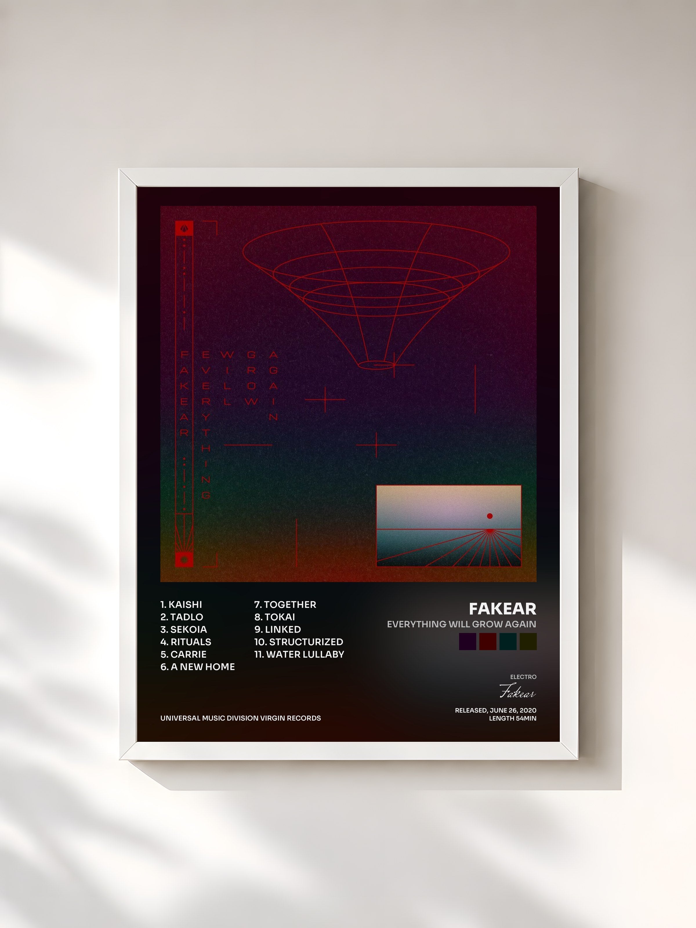#blanc Tableau de l'album Everything Will Grow Again de Fakear, cadre blanc, imprimé et encadré en France