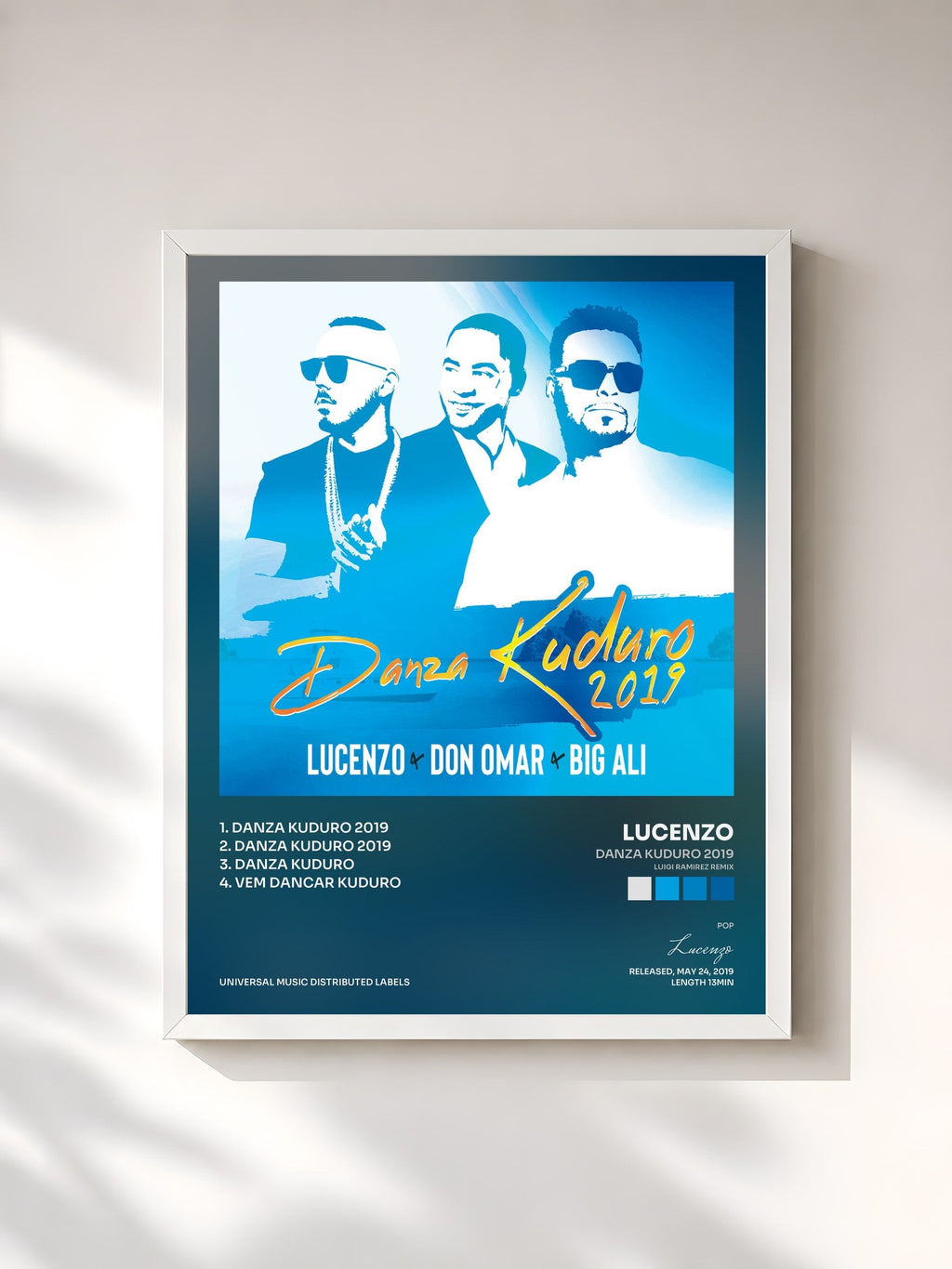 #blanc Danza Kuduro 2019 (Luigi Ramirez Remix) di Lucenzo in stampa incorniciata, cornice bianca, stampata e incorniciata in Francia