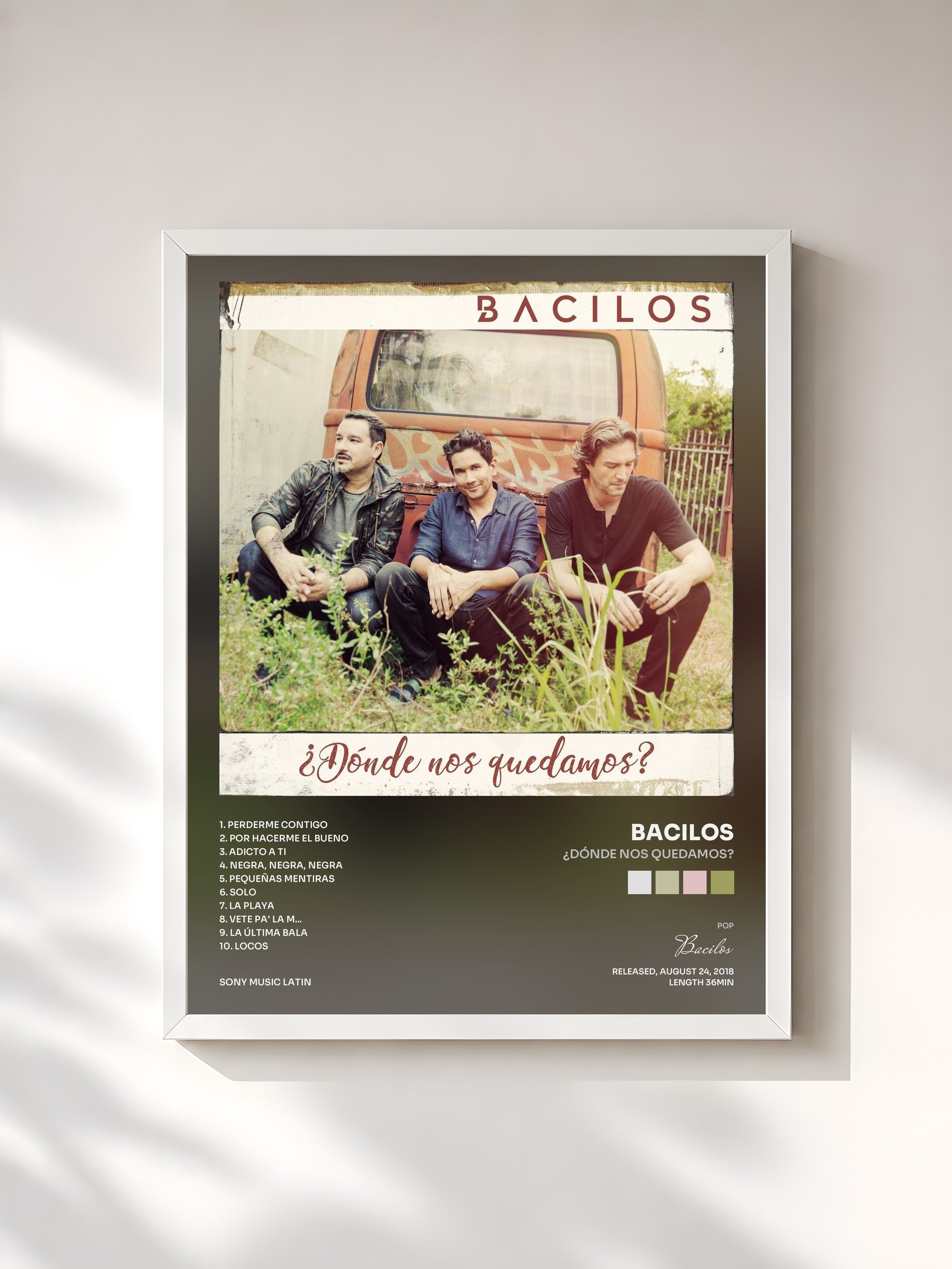 #blanc Tableau de l'album ¿Dónde Nos Quedamos? de Bacilos, cadre blanc, imprimé et encadré en France