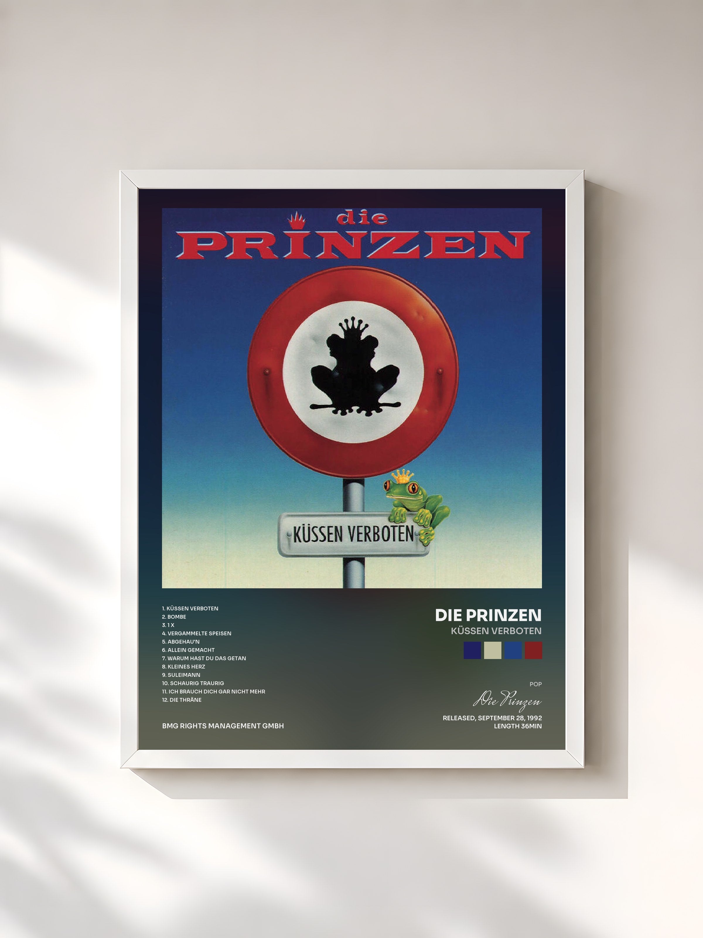 #blanc Tableau de l'album Küssen verboten de Die Prinzen, cadre blanc, imprimé et encadré en France