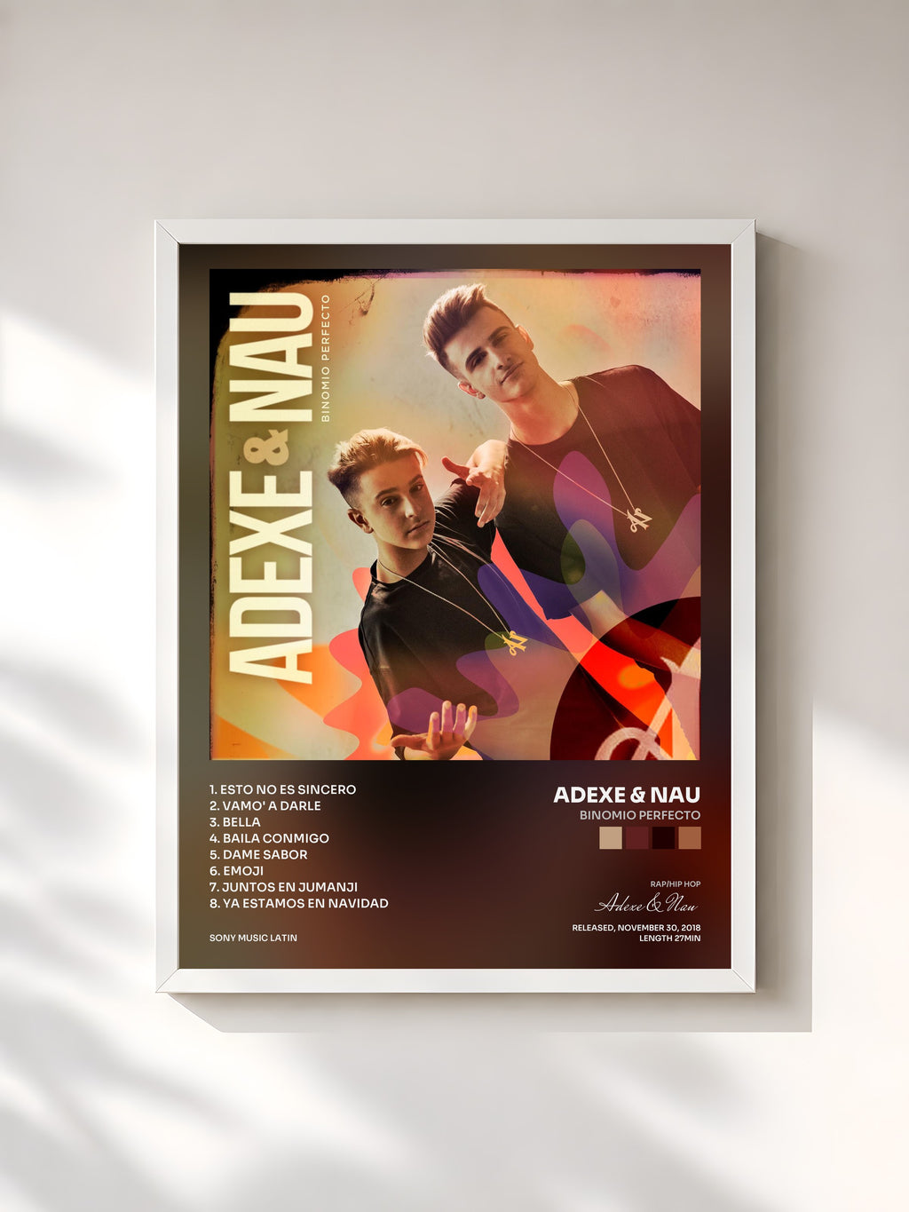 #blanc Tableau de l'album Binomio Perfecto de Adexe & Nau, cadre blanc, imprimé et encadré en France