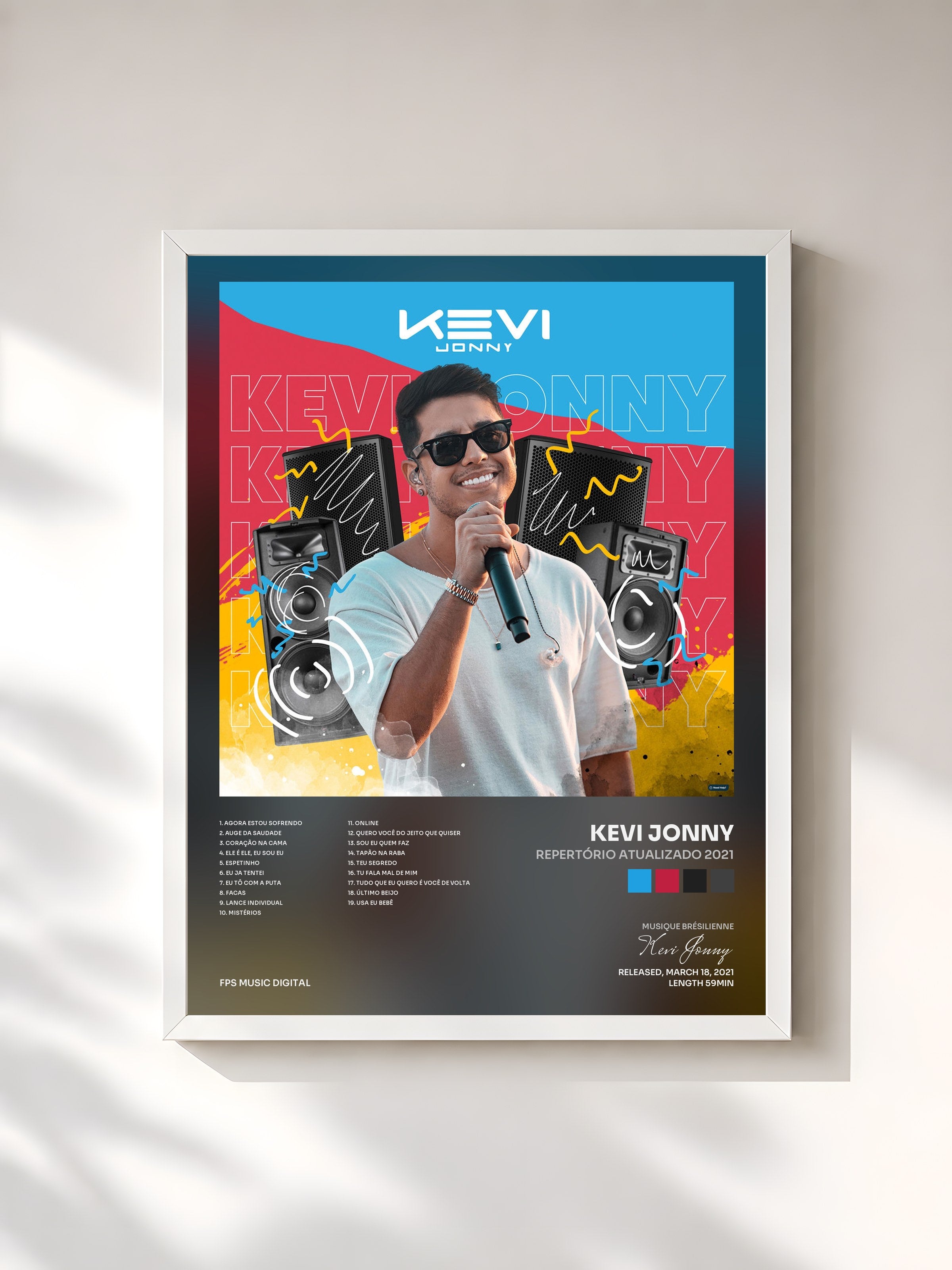 #blanc Tableau de l'album Repertório Atualizado 2021 de Kevi Jonny, cadre blanc, imprimé et encadré en France