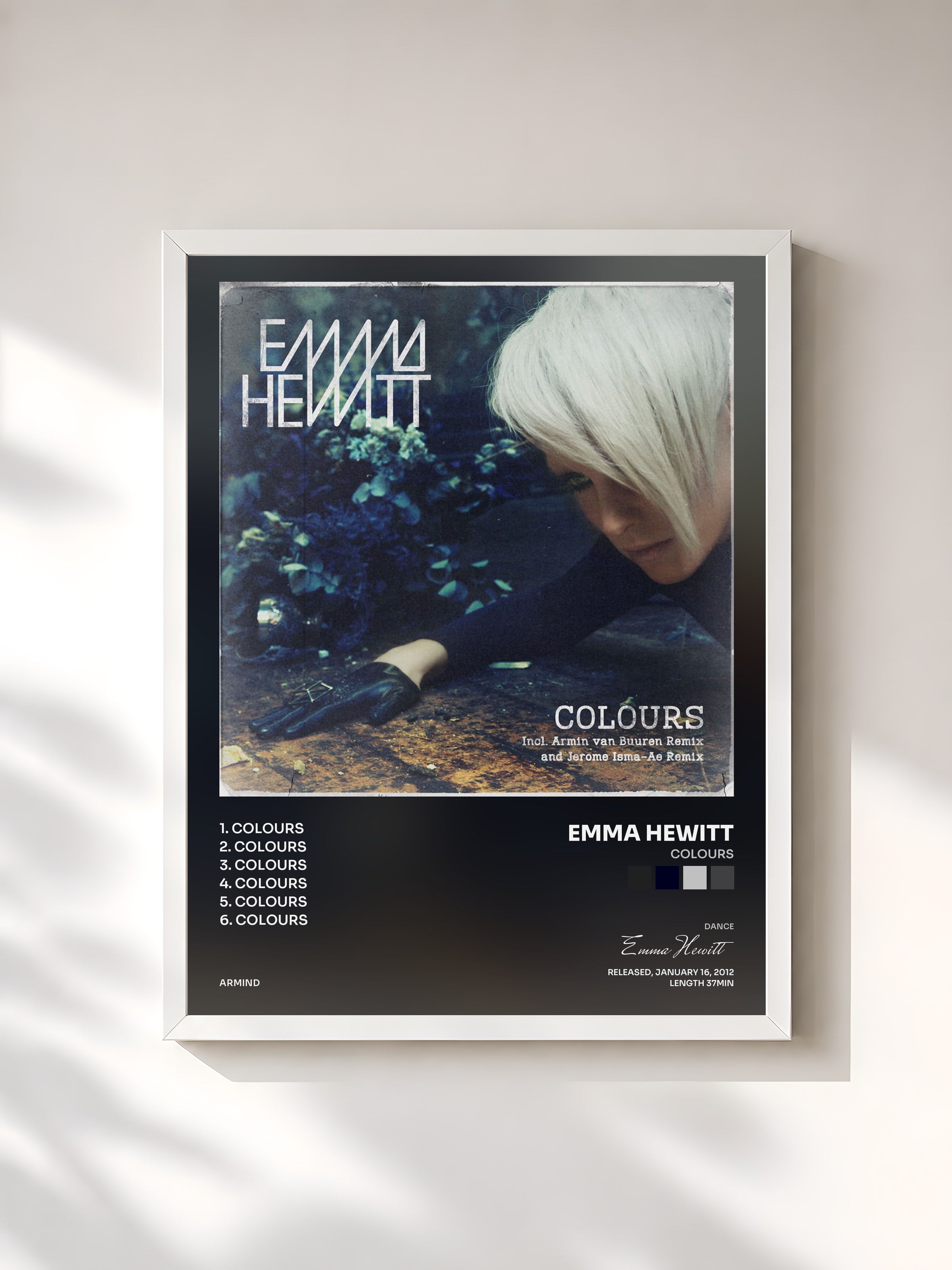 #blanc Tableau de l'album Colours de Emma Hewitt, cadre blanc, imprimé et encadré en France