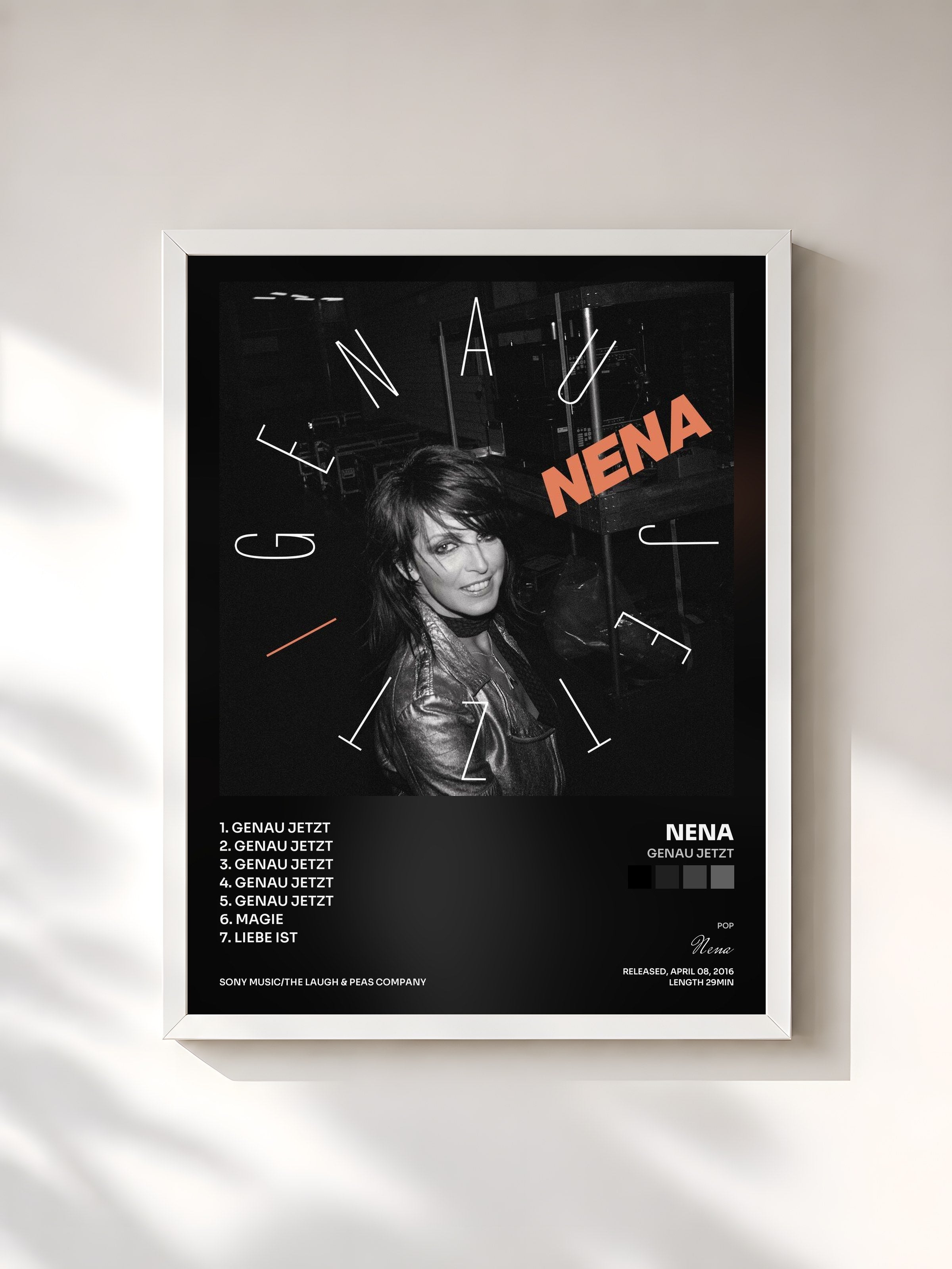 #blanc Tableau de l'album Genau Jetzt de Nena, cadre blanc, imprimé et encadré en France