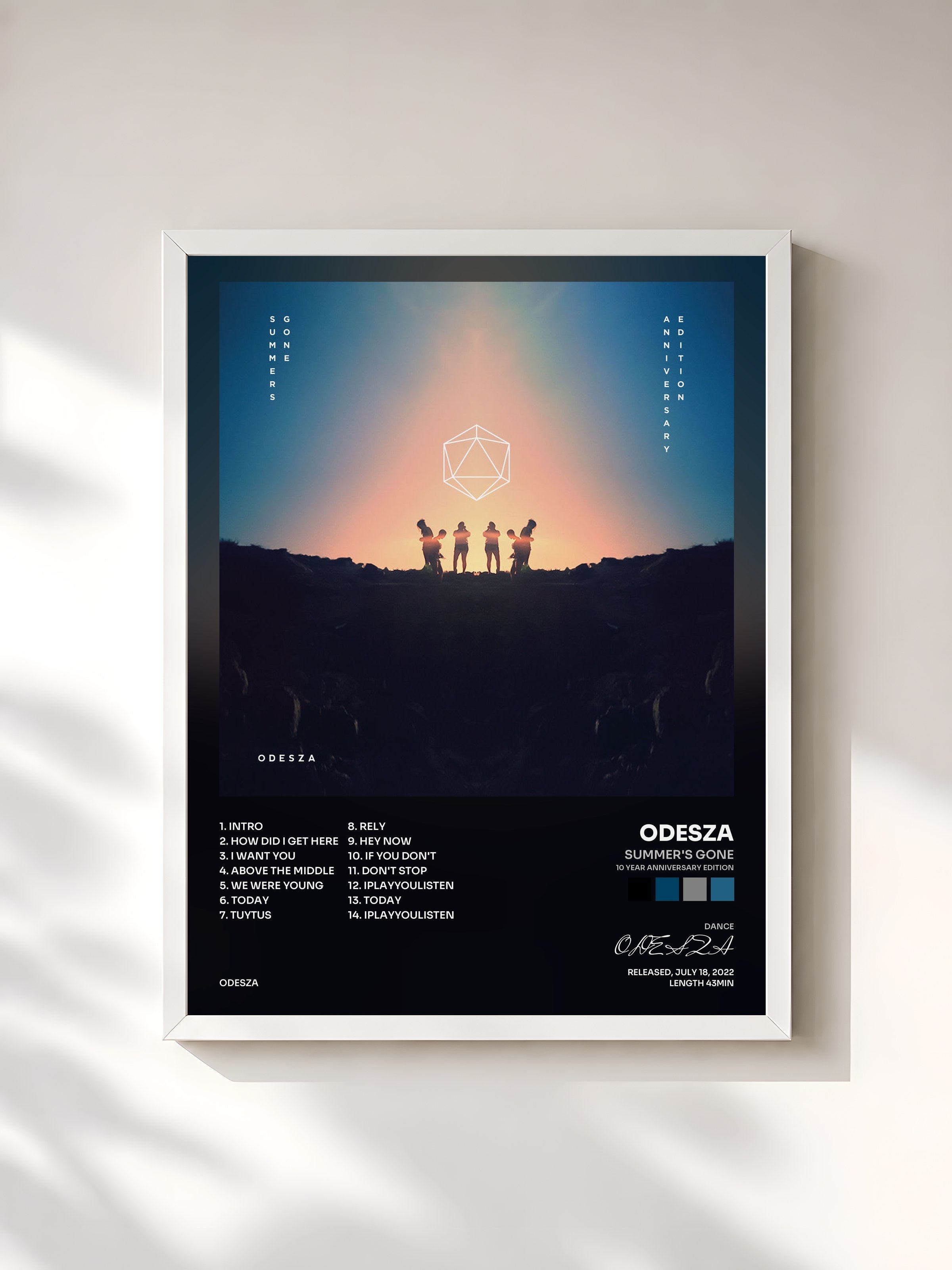 #blanc Tableau de l'album Summer's Gone (10 Year Anniversary Edition) de ODESZA, cadre blanc, imprimé et encadré en France