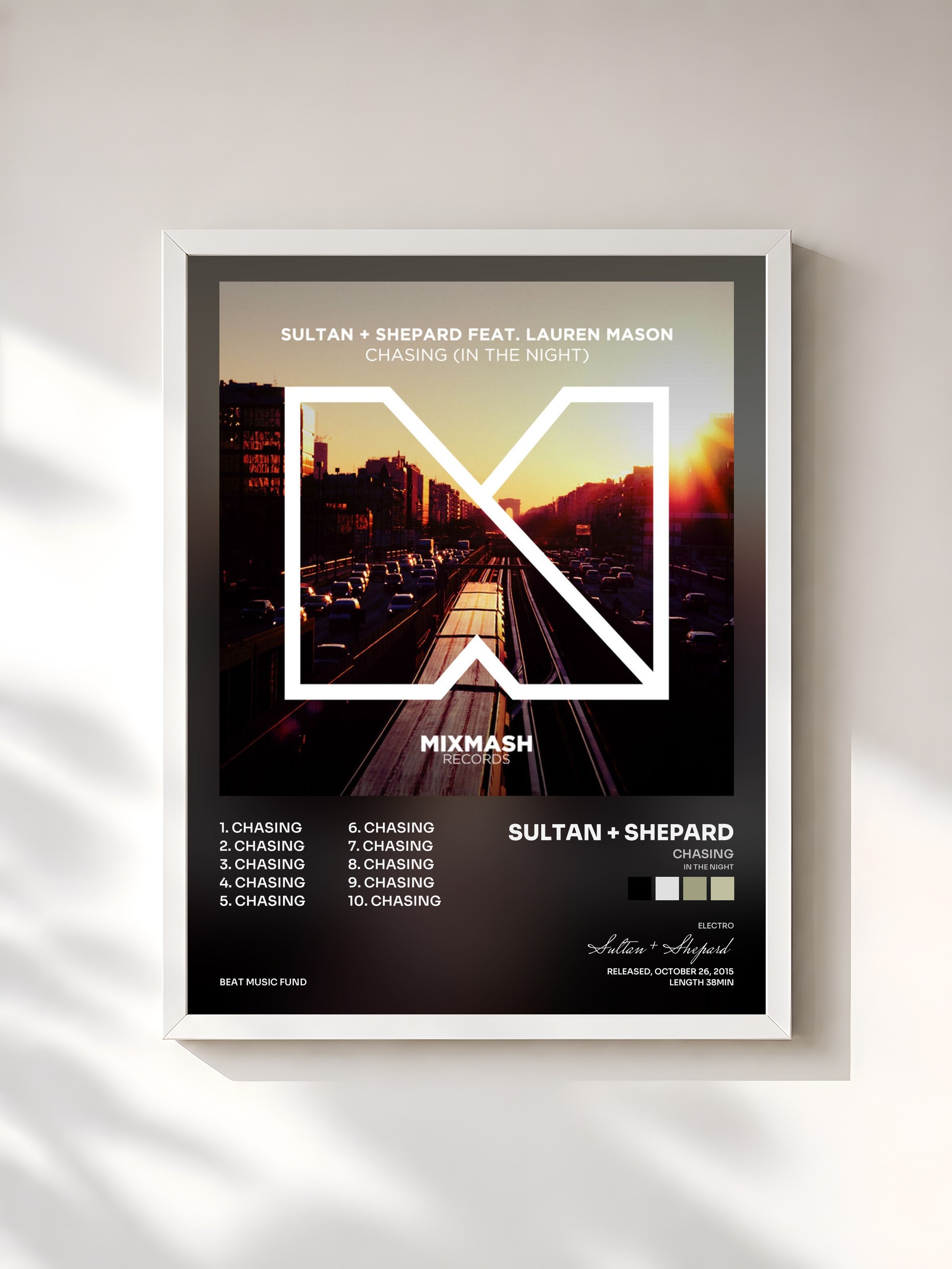 #blanc Tableau de l'album Chasing (In The Night) de Sultan + Shepard, cadre blanc, imprimé et encadré en France