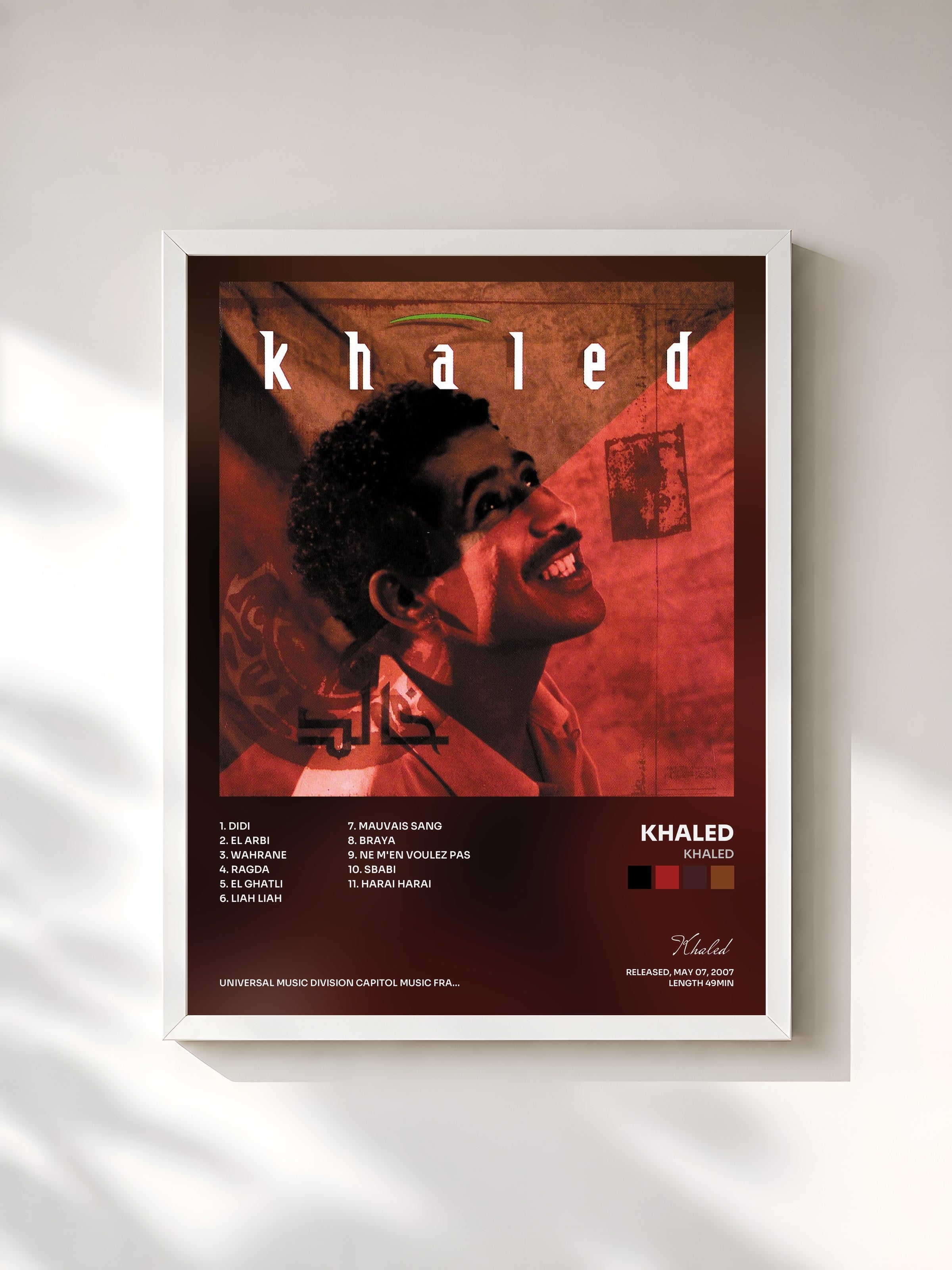 #blanc Tableau de l'album Khaled de Khaled, cadre blanc, imprimé et encadré en France