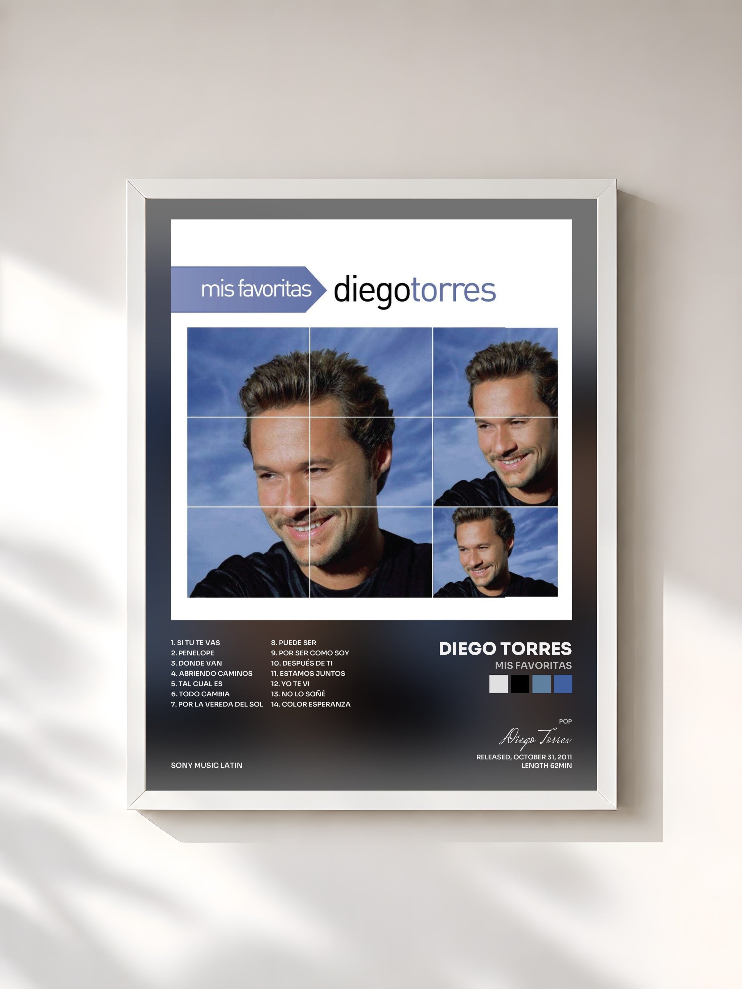 #blanc Tableau de l'album Mis Favoritas de Diego Torres, cadre blanc, imprimé et encadré en France