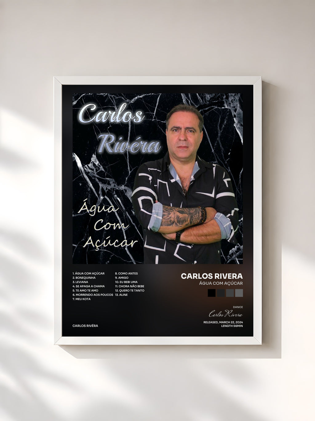 #blanc Tableau de l'album Água Com Açúcar de Carlos Rivera, cadre blanc, imprimé et encadré en France