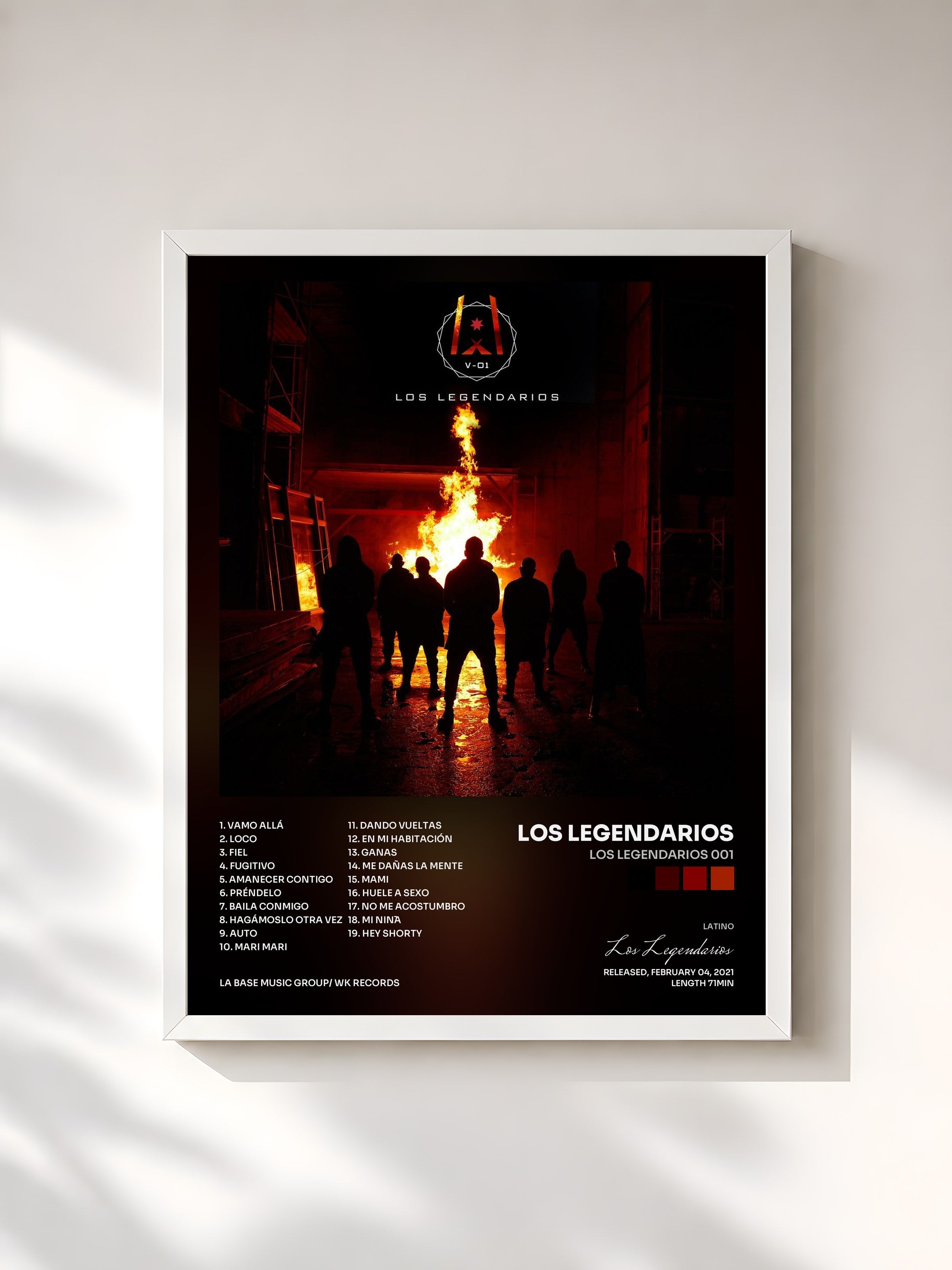 #blanc Tableau de l'album Los Legendarios 001 de Los Legendarios, cadre blanc, imprimé et encadré en France
