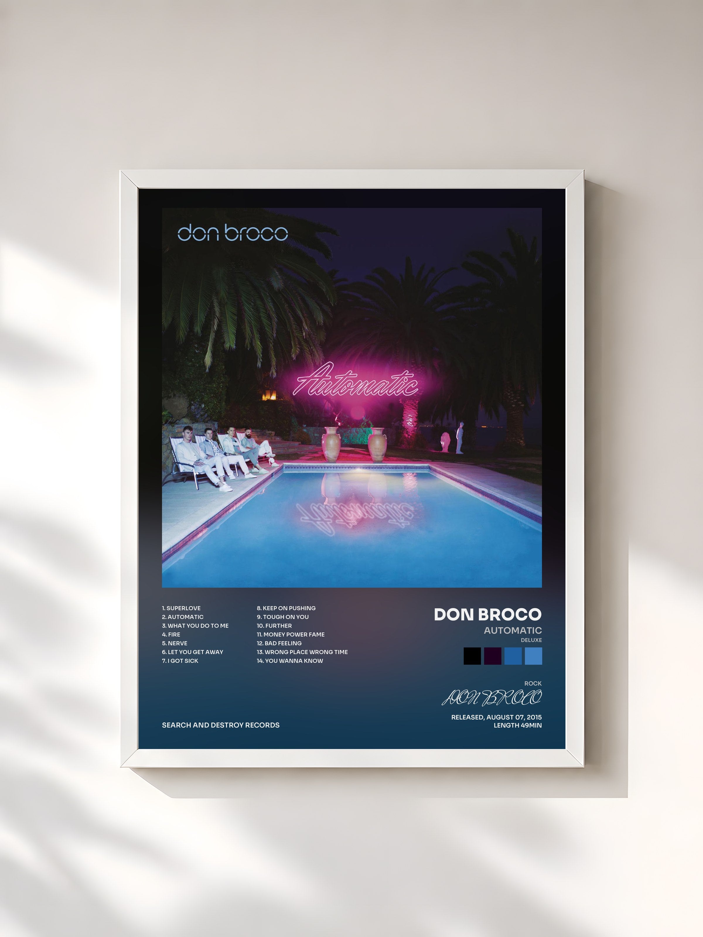 #blanc Tableau de l'album Automatic (Deluxe) de DON BROCO, cadre blanc, imprimé et encadré en France