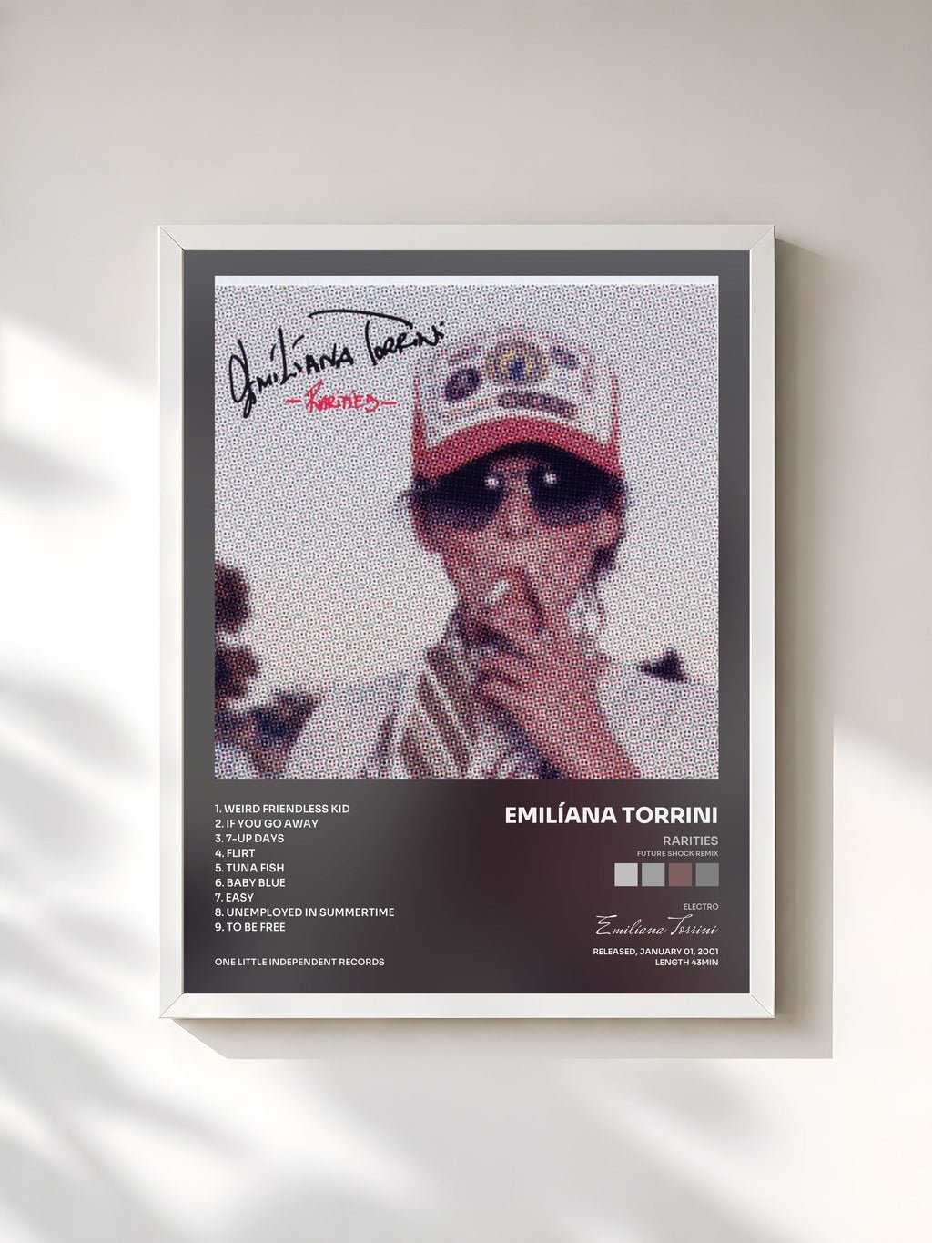 #blanc Rarities (Future Shock Remix) by Emilíana Torrini as a framed art print, white frame, printed and framed in France