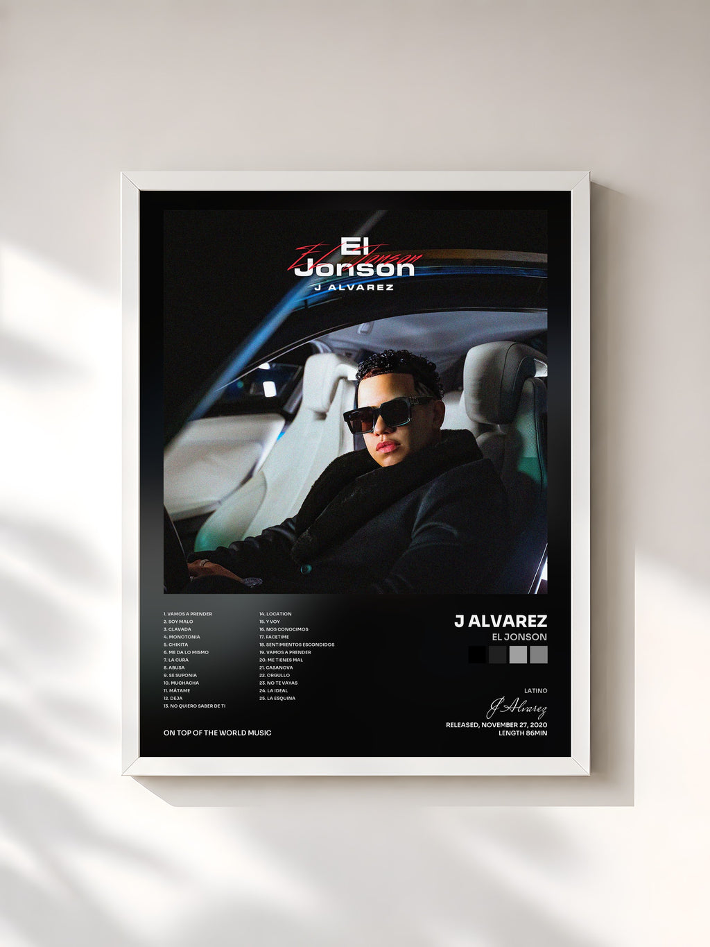 #blanc Tableau de l'album El Jonson de J Alvarez, cadre blanc, imprimé et encadré en France